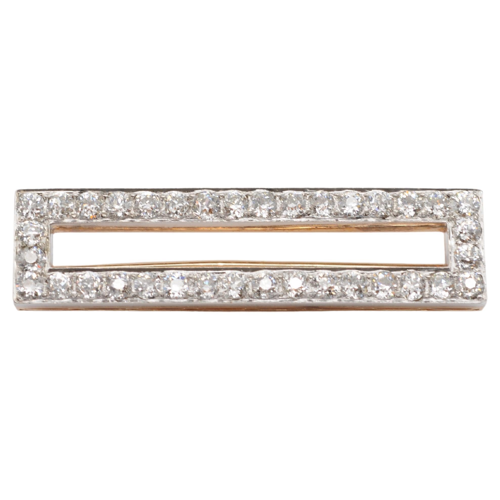 Art Deco brooch with diamonds stunning in 18k rosegold/whitegold For Sale 4