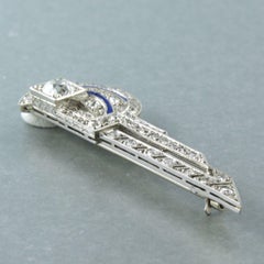 ART DECO brooch with enamel and old mine cut diamonds up to 1.90ct platinum