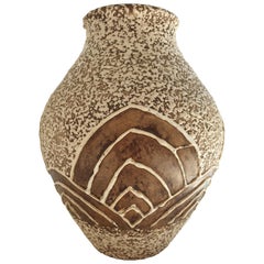 Art Deco brown and cream, French ceramic vase