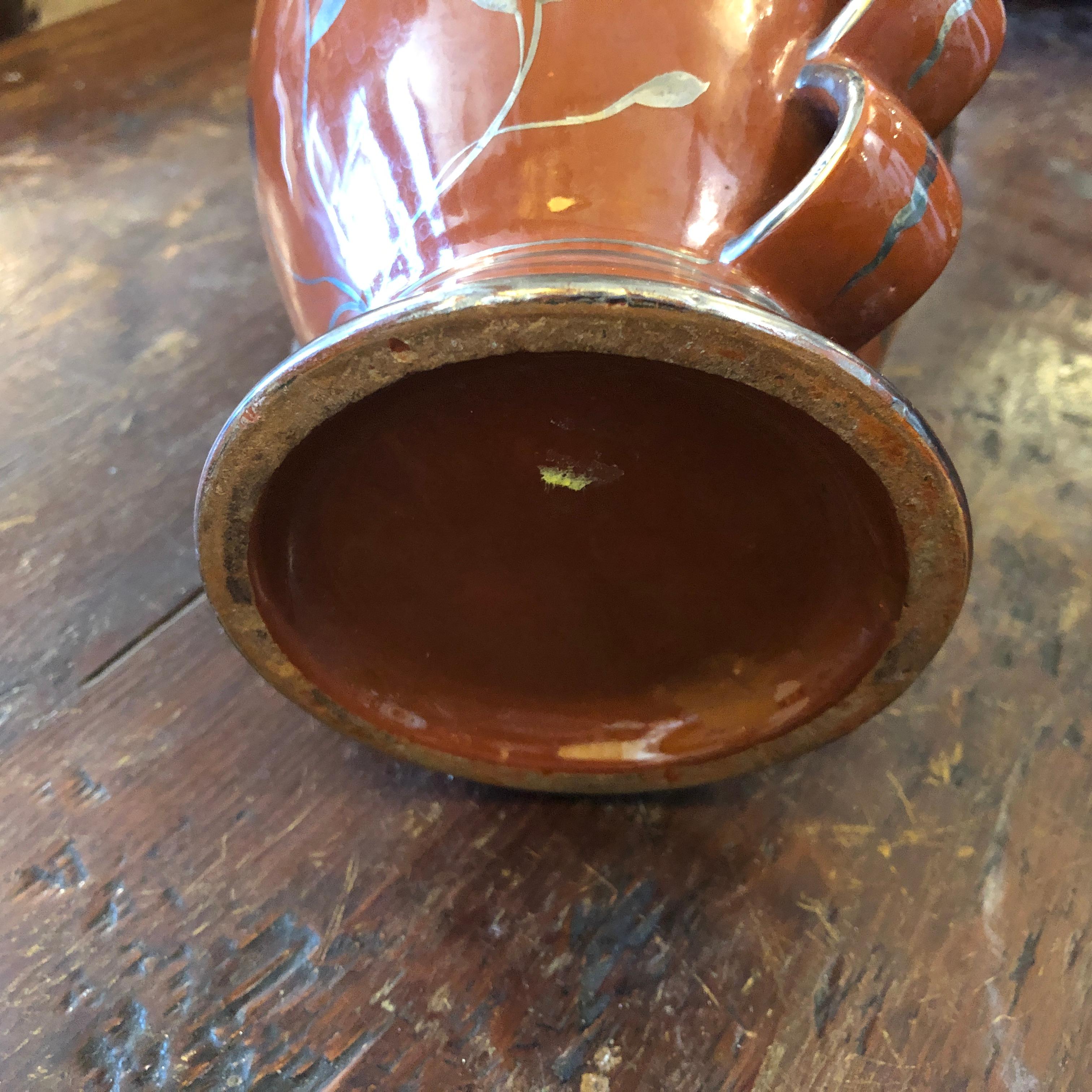 Art Deco Brown and Silver Ceramic Italian Vase, circa 1930 6