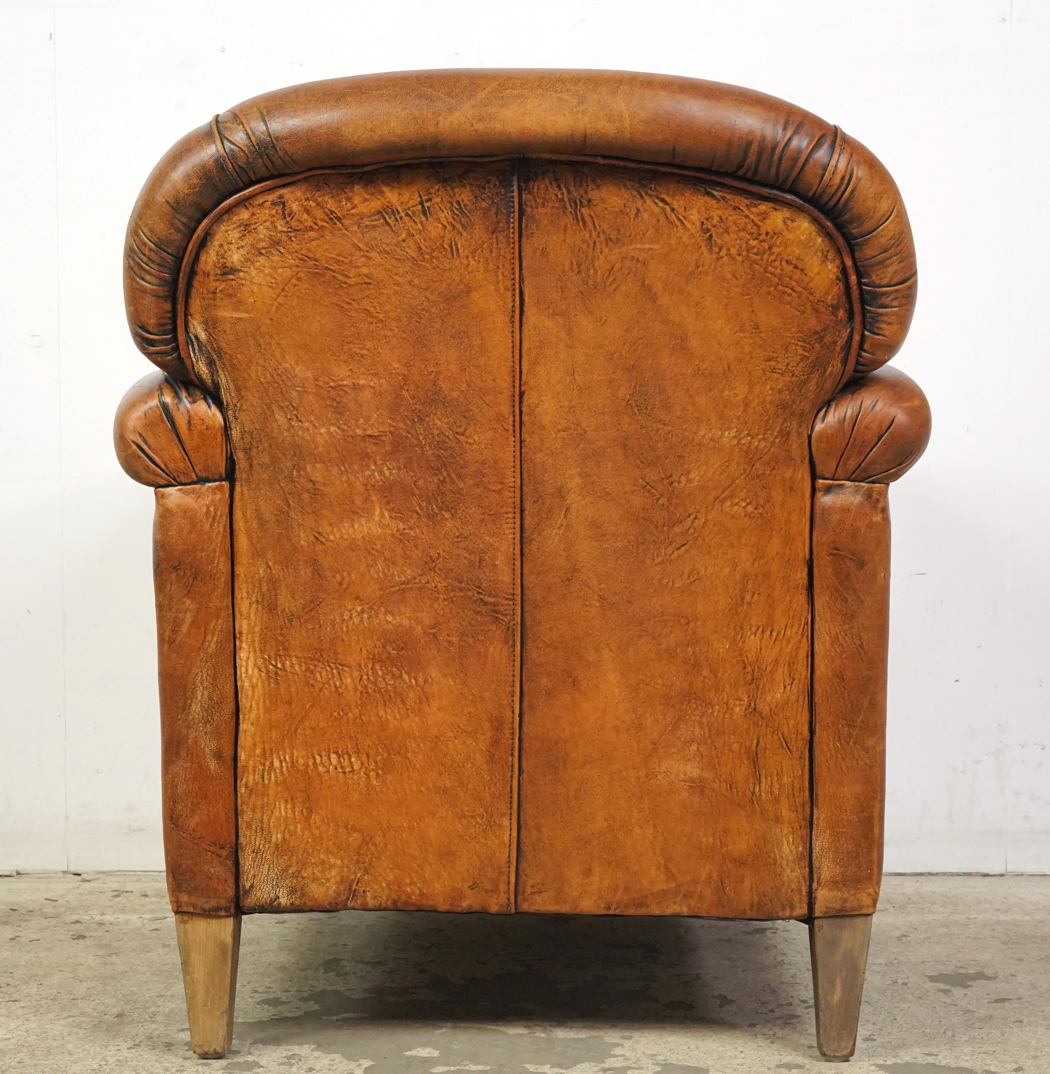 Art Deco Brown Leather European Club Chair 4