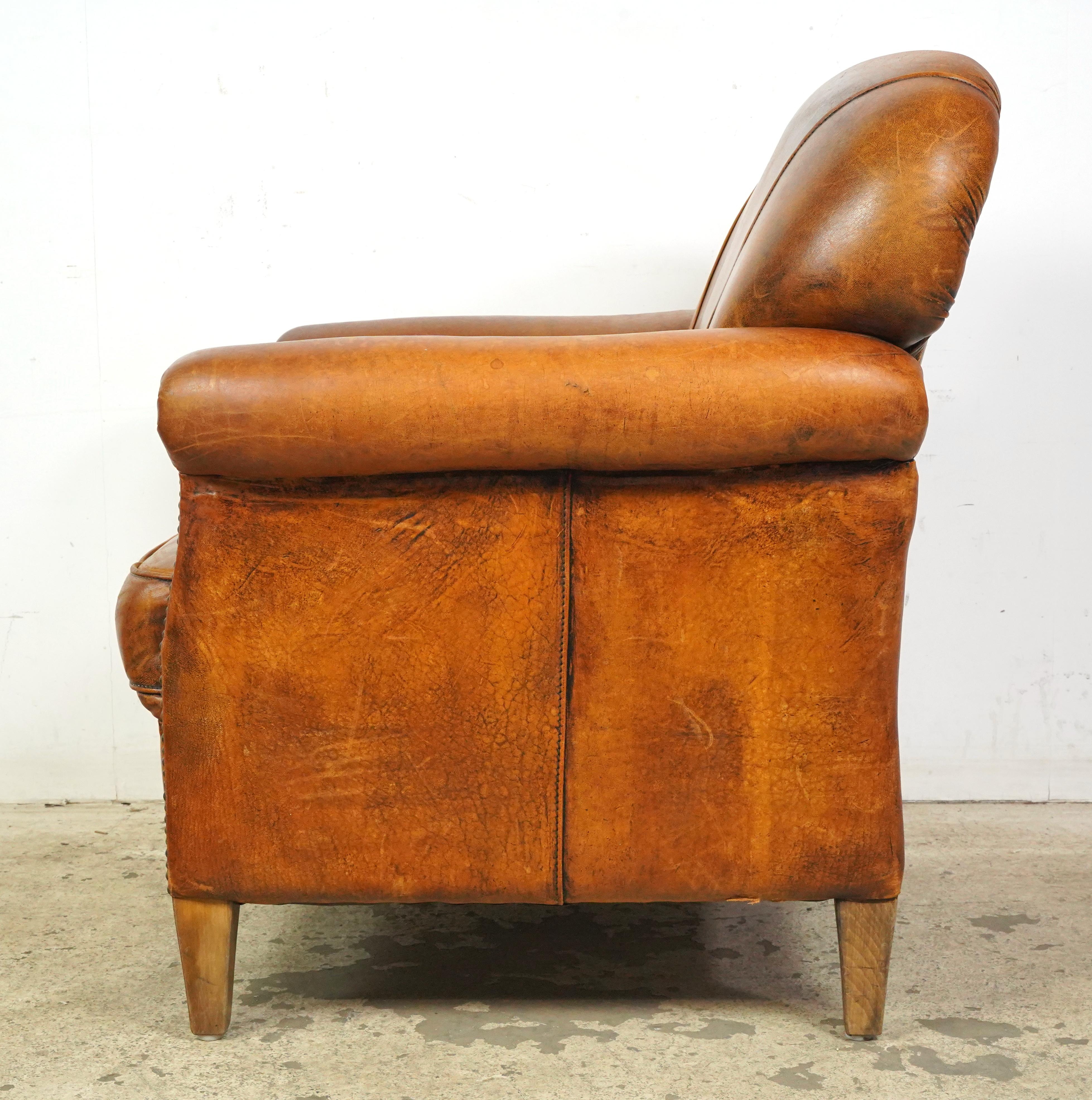 Art Deco Brown Leather European Club Chair 1