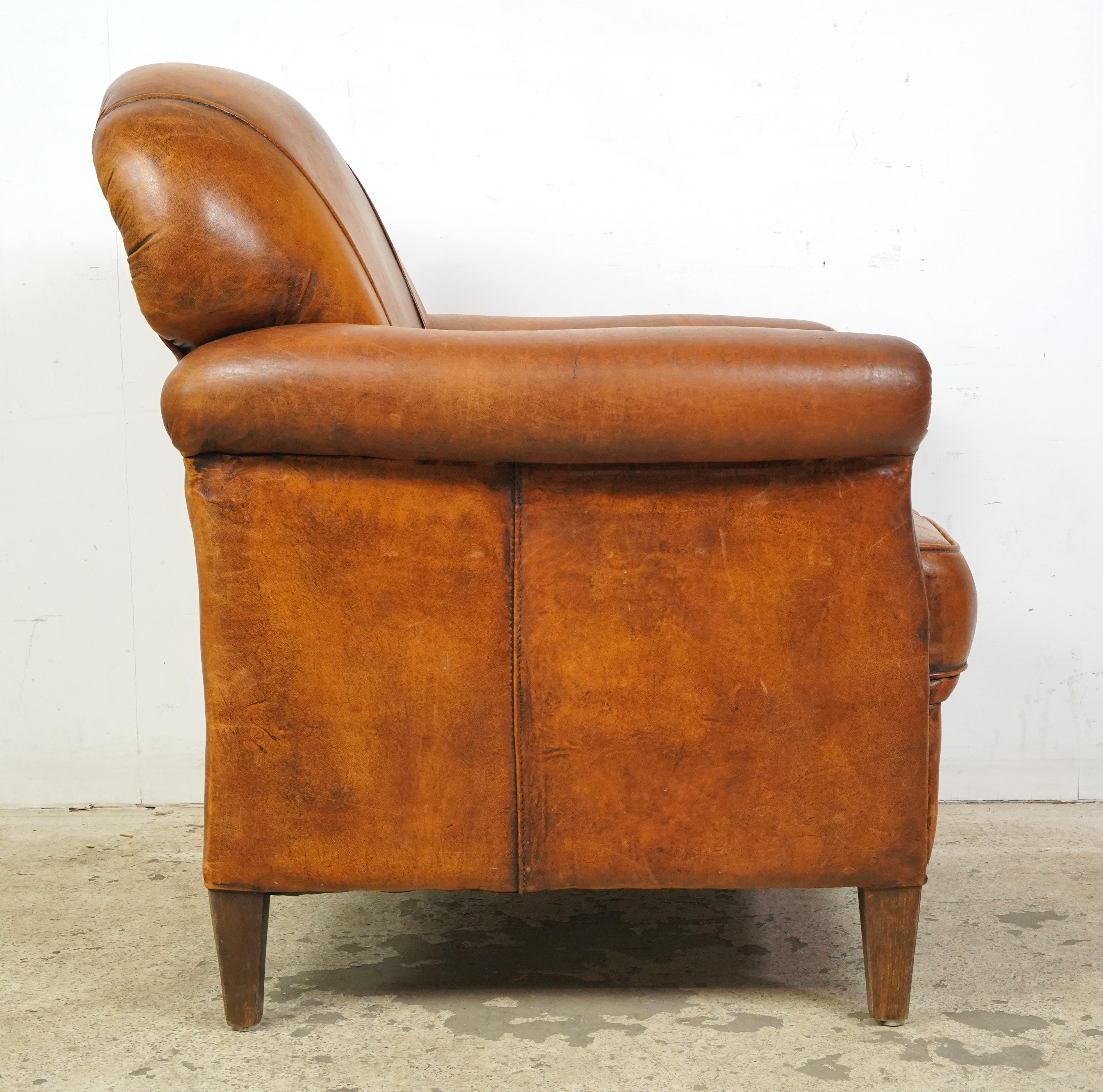 Art Deco Brown Leather European Club Chair 3