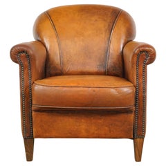 Art Deco Brown Leather European Club Chair