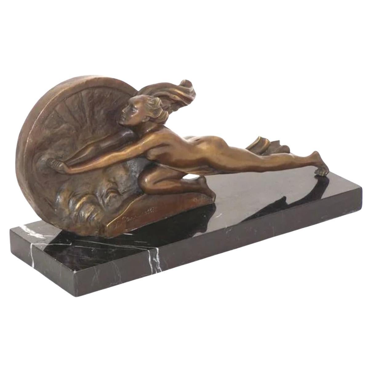 Art Deco Brown Patinated Bronze Figurine