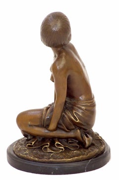 Art Deco Brown Patinated Bronze Nude Sculpture
