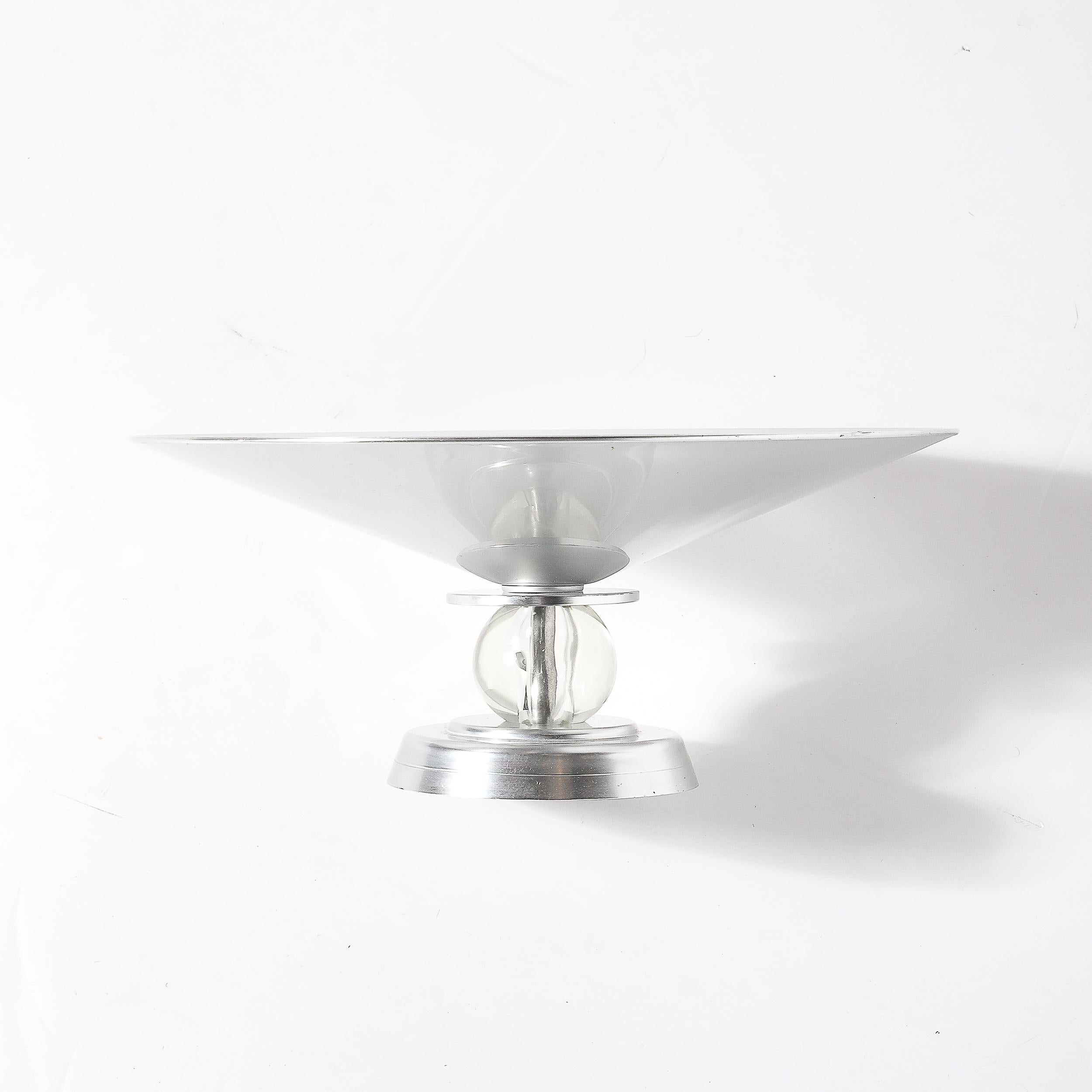 Art Deco Brushed Aluminum & Glass Centerpiece Bowl signed Kensington im Angebot 4