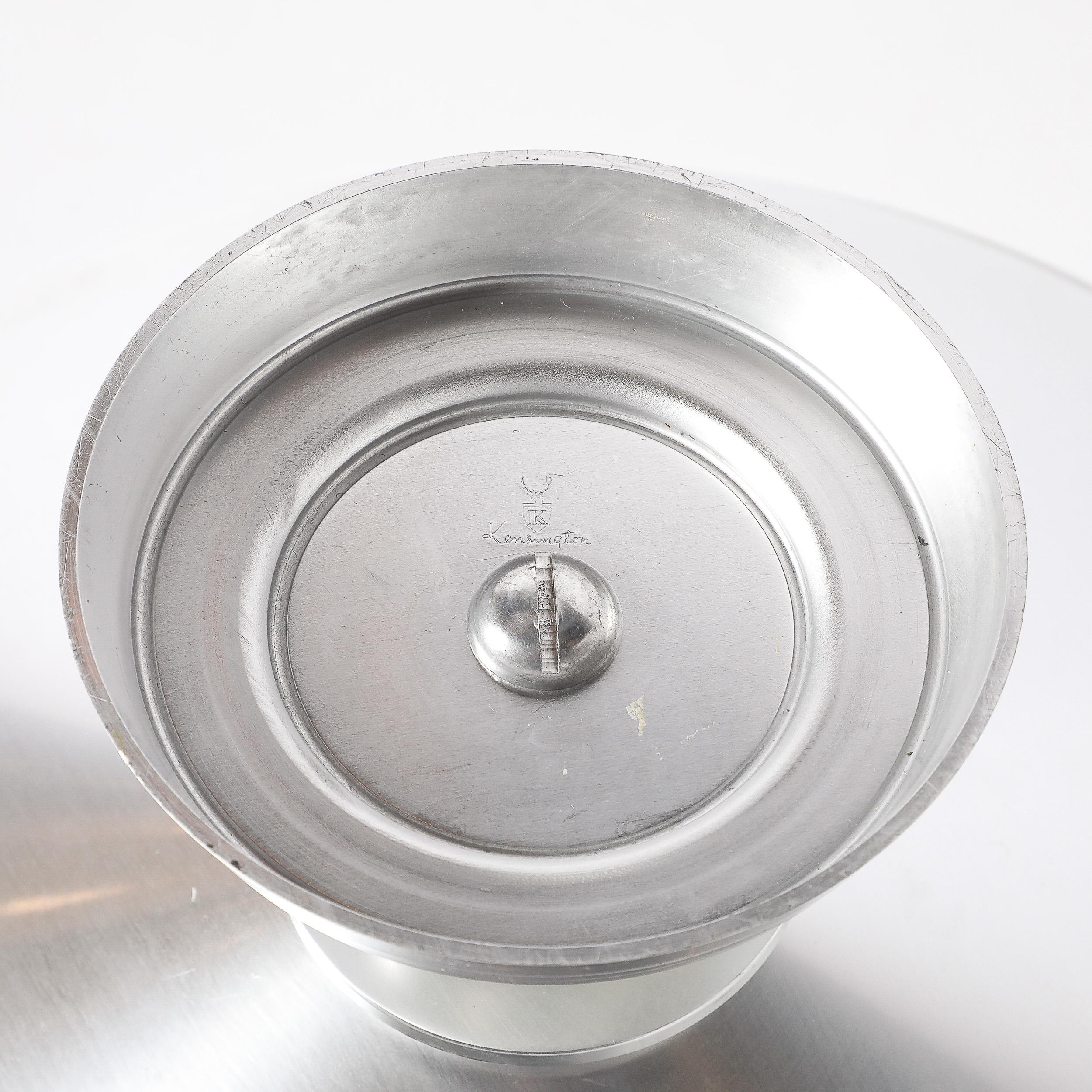 Art Deco Brushed Aluminum & Glass Centerpiece Bowl signed Kensington im Angebot 6