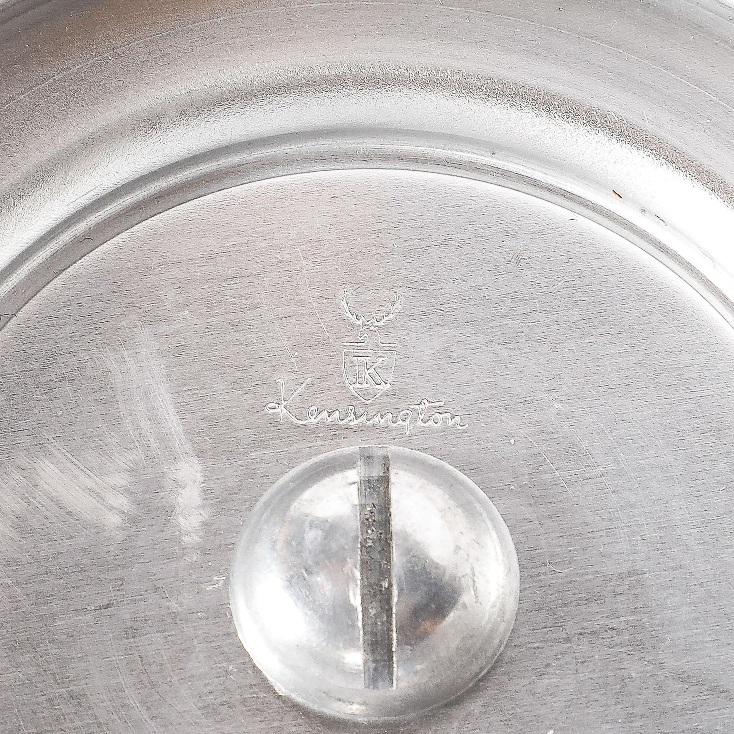 Art Deco Brushed Aluminum & Glass Centerpiece Bowl signed Kensington im Angebot 7