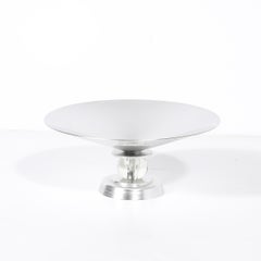 Art Deco Brushed Aluminum & Glass Centerpiece Bowl signed Kensington
