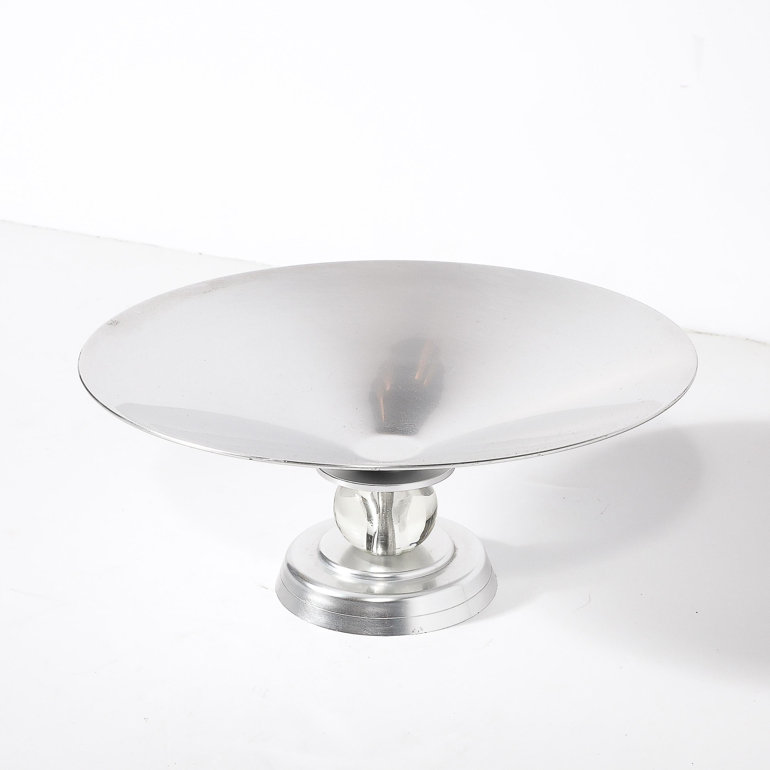 Art Deco Brushed Aluminum & Glass Centerpiece Bowl signed Kensington im Angebot 2