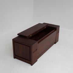 Art Deco Brutalist TV Cabinet in Dark Stained Wood, 1970s