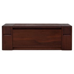 Art Deco Brutalist TV Cabinet in Dark Stained Wood, 1970s