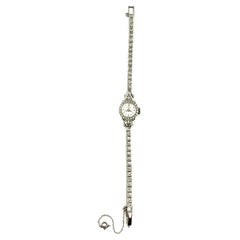 Art Deco Bucherer Diamond Platinum 14k White Gold Bracelet Watch
