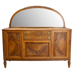 Buffet Crédence Art Déco Noyer  Miroir en demi-cercle, vers 1930
