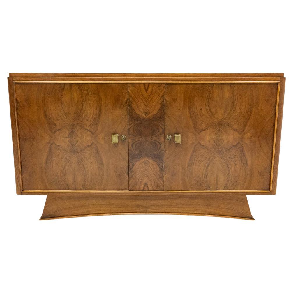 Art Deco Buffet Credenza Two Doors Cabinet, Walnut and Brass, France, circa 1930 For Sale
