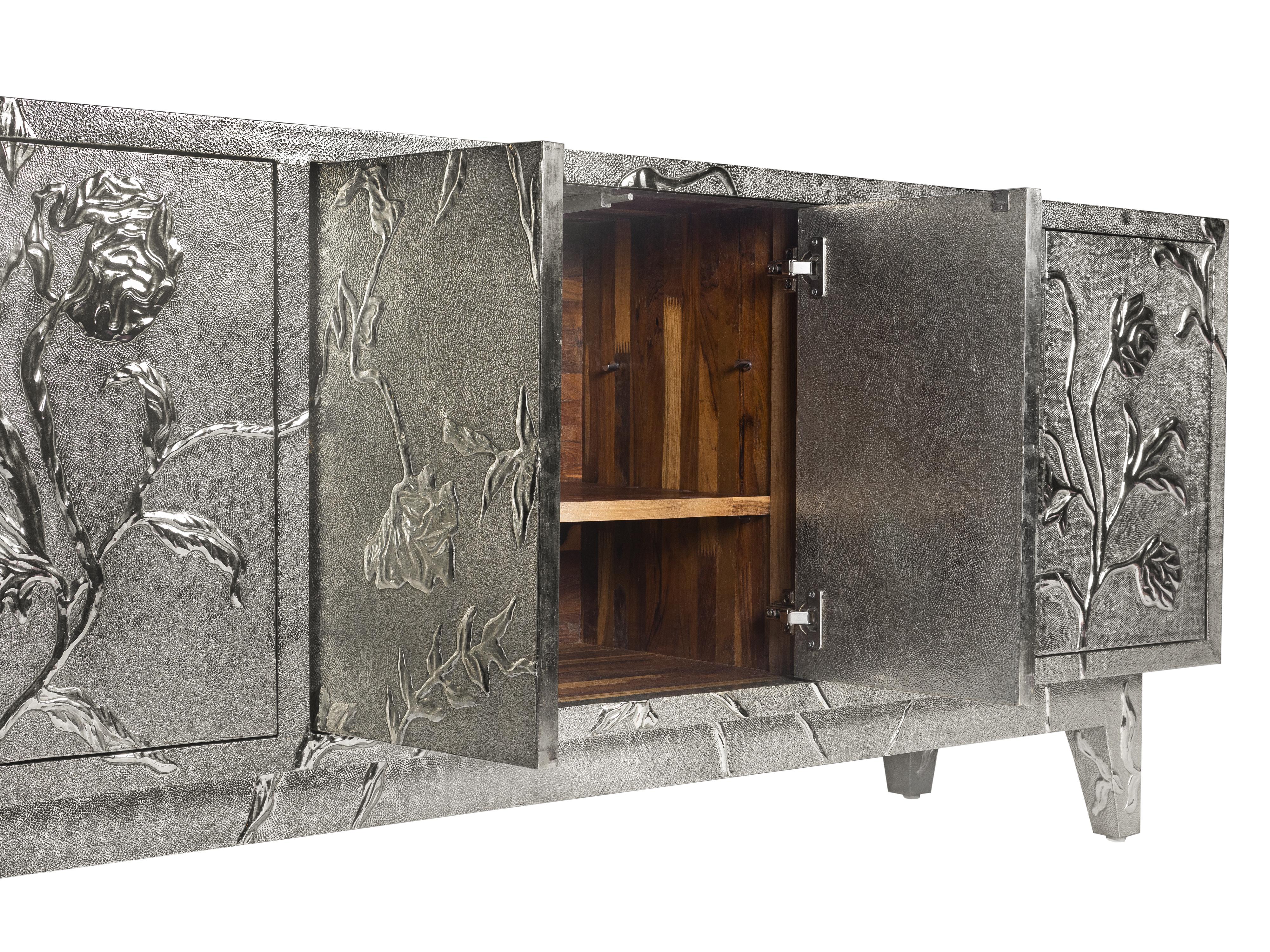 Metallo Buffet Art Deco con design floreale di Stephanie Odegard in vendita