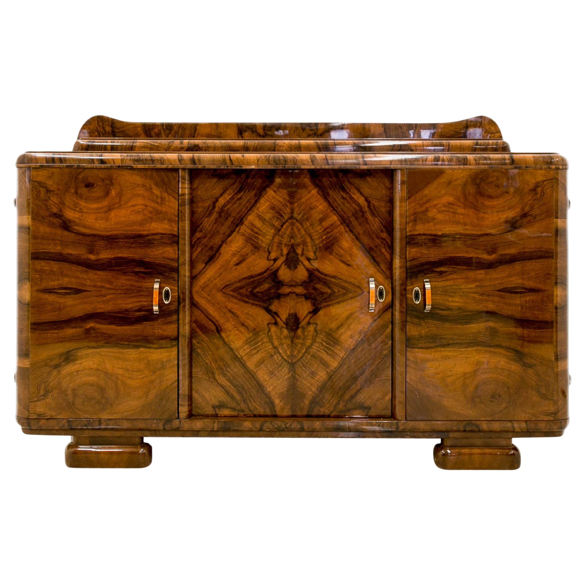 Art Deco Buffet in Walnut Veneer, Poland, 20th Century