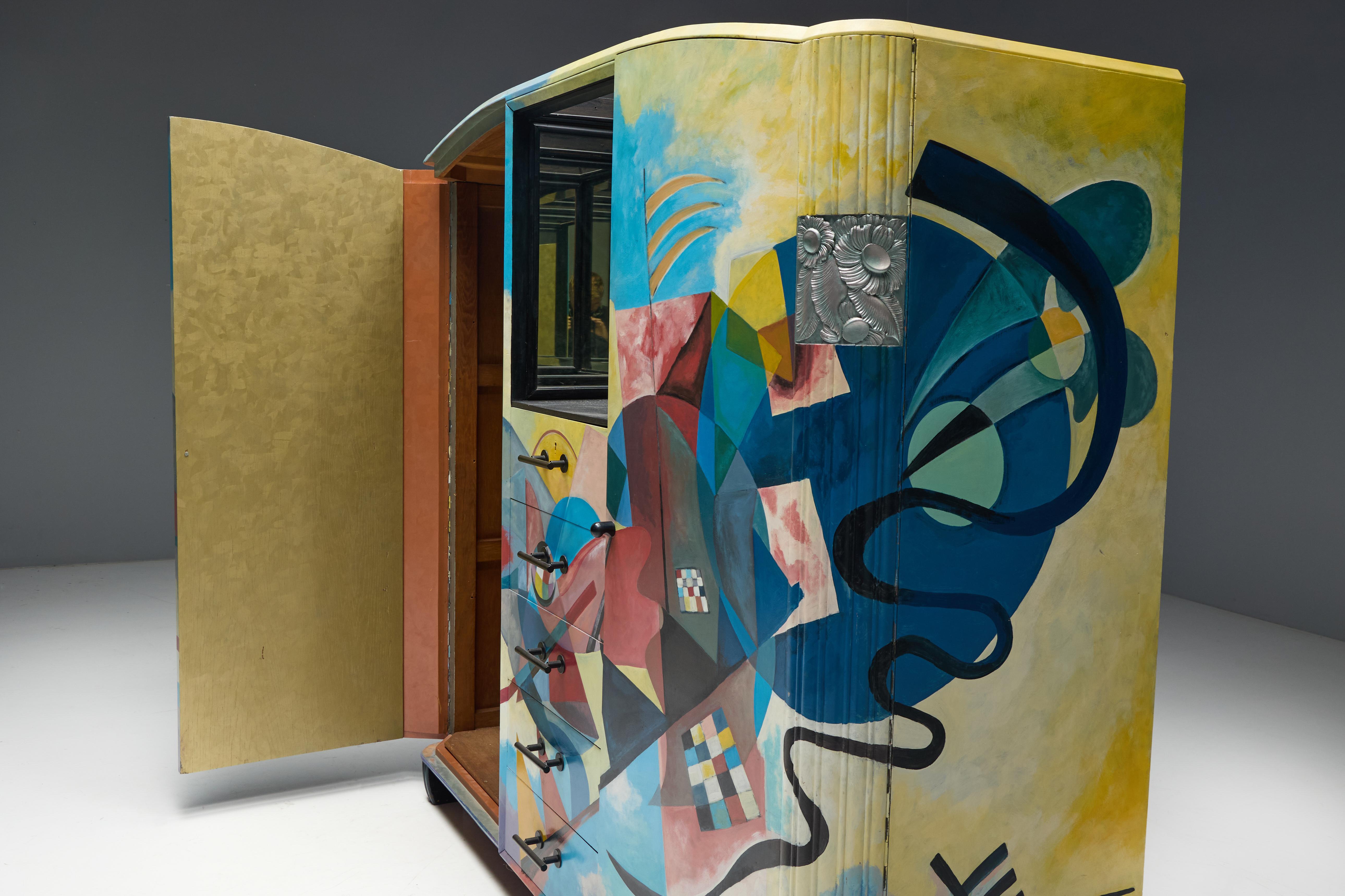 Buffet Art Déco dipinto nello stile di Kandinsky, Belgio, anni '80 in vendita 4