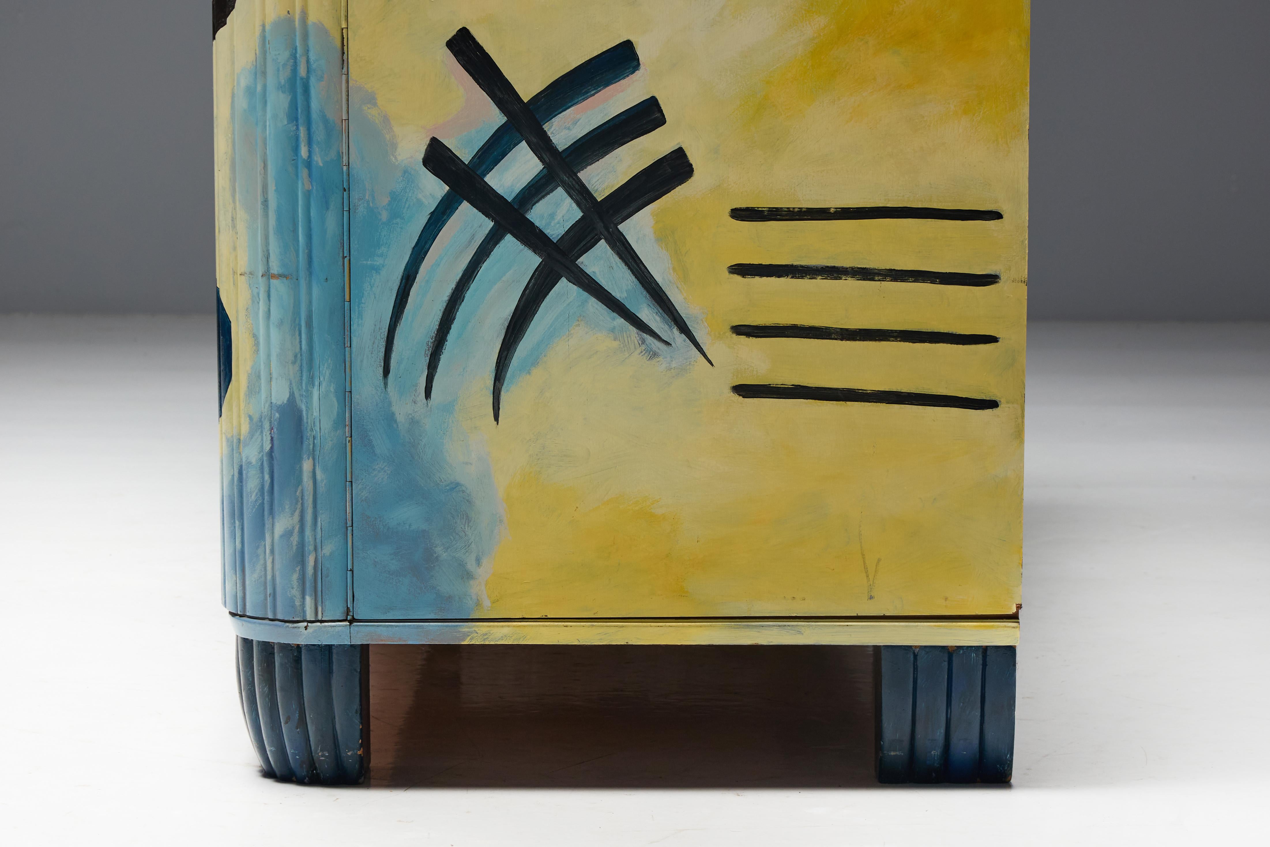 Buffet Art Déco dipinto nello stile di Kandinsky, Belgio, anni '80 in vendita 5