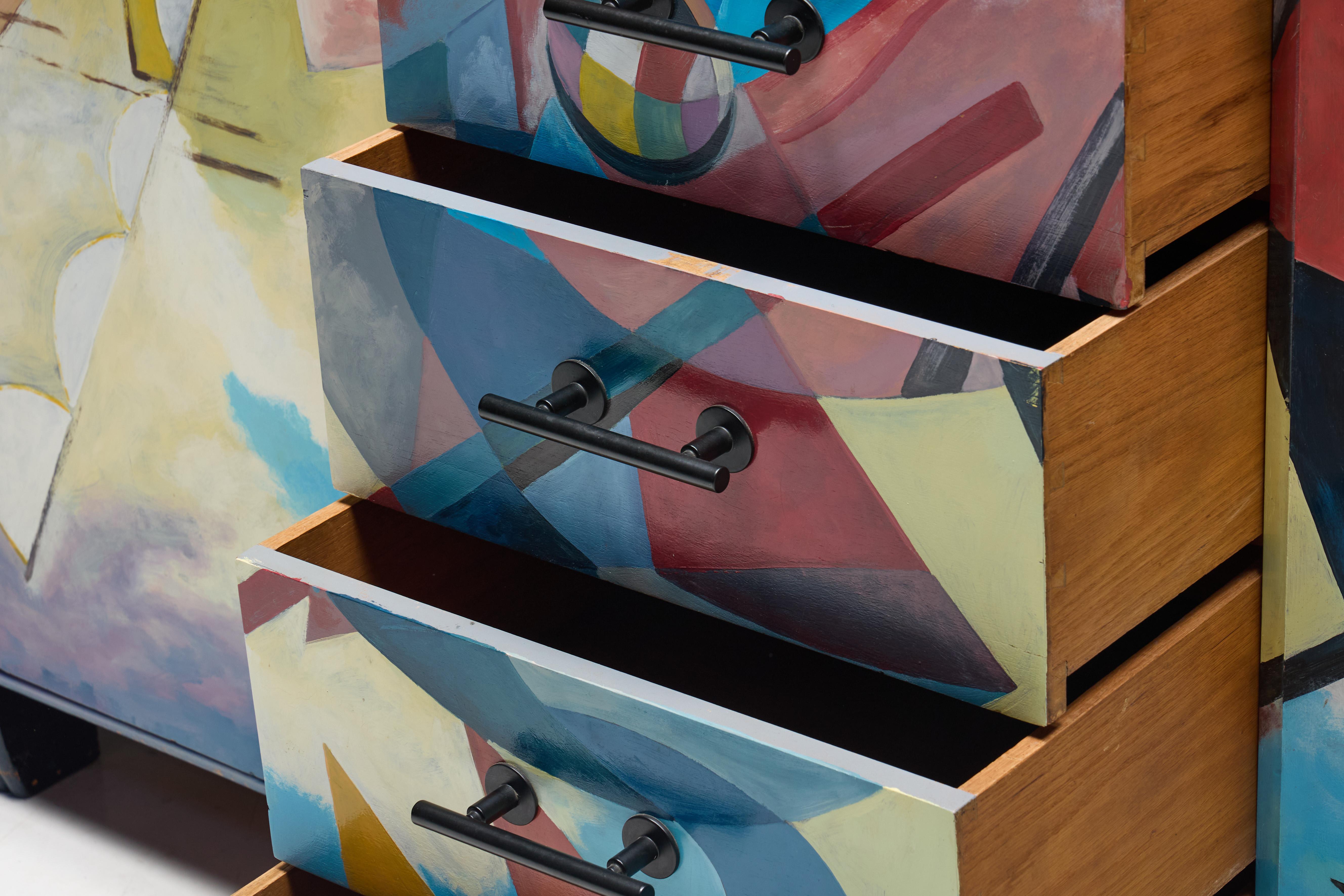 Buffet Art Déco dipinto nello stile di Kandinsky, Belgio, anni '80 in vendita 6