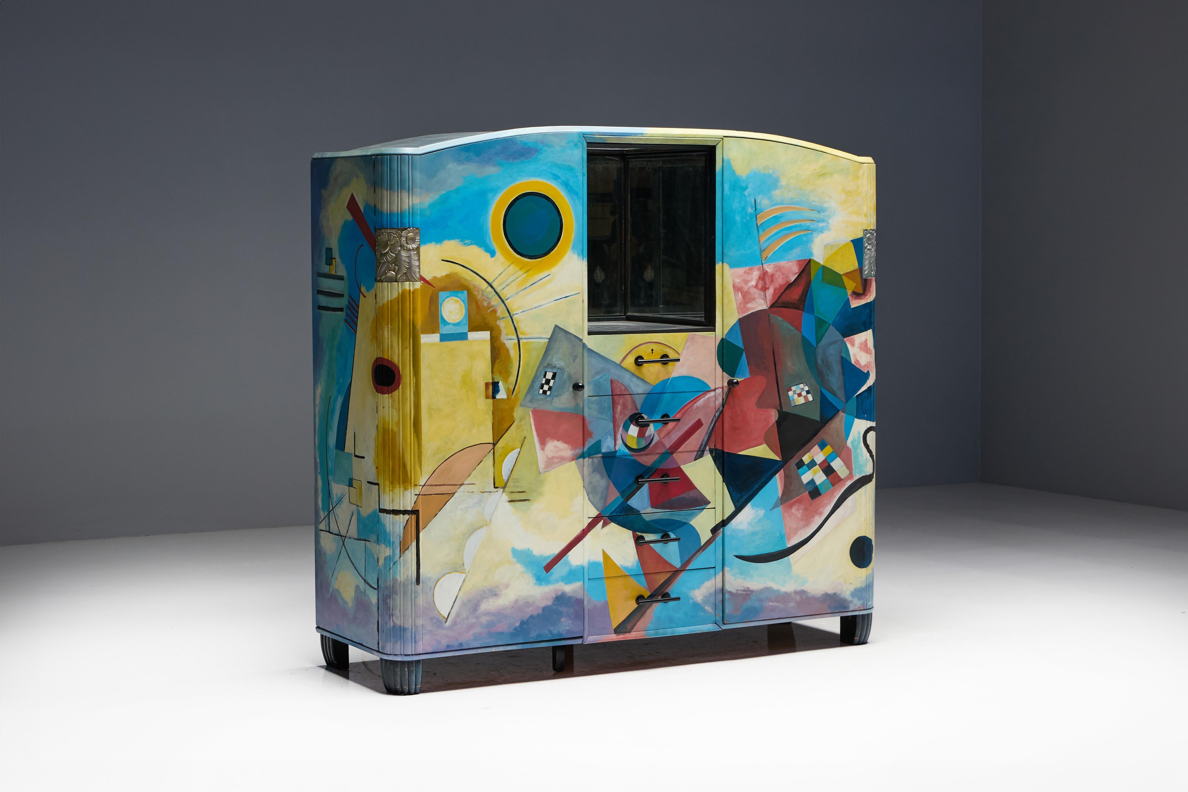 Buffet Art Déco dipinto nello stile di Kandinsky, Belgio, anni '80 in vendita 8