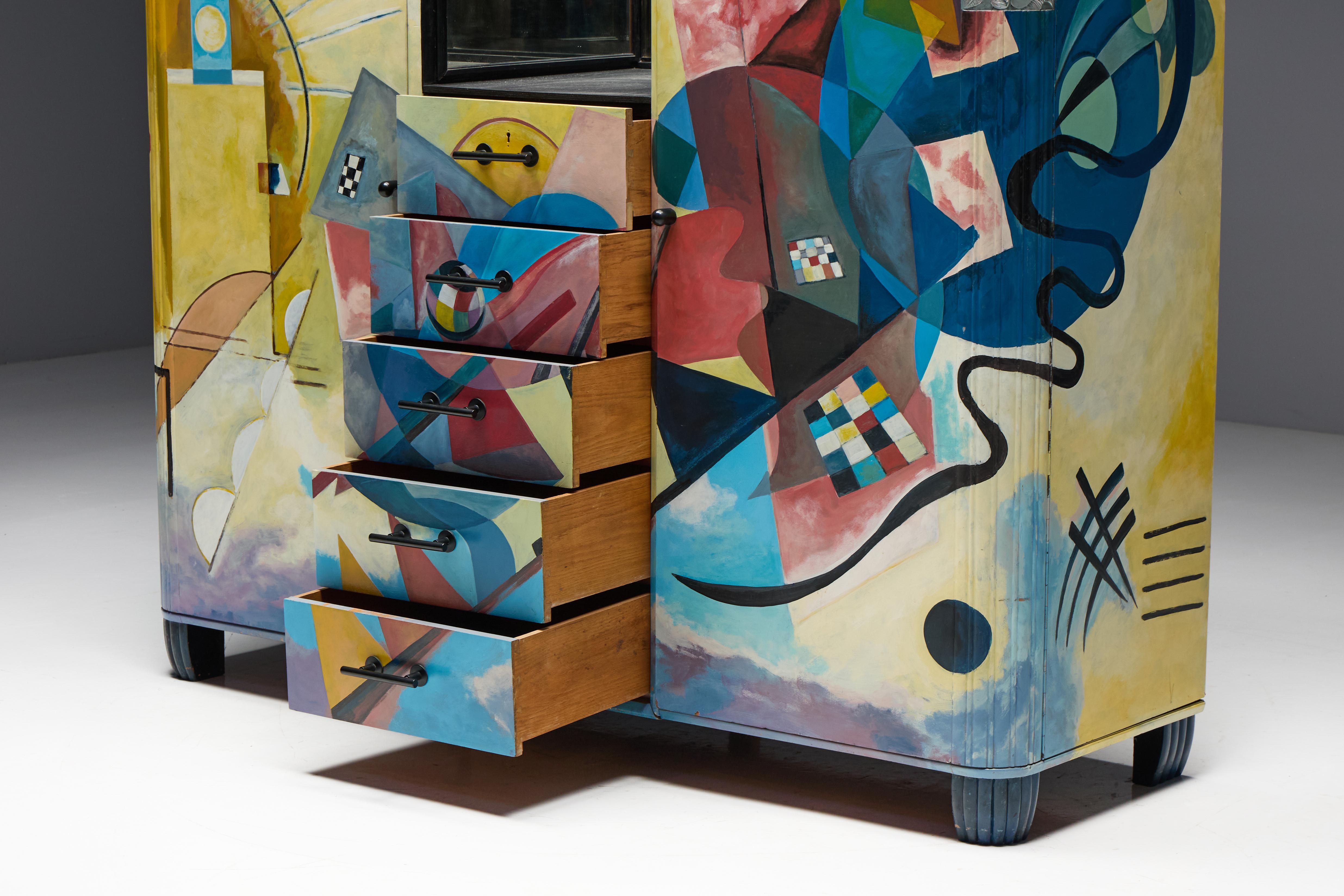 Buffet Art Déco dipinto nello stile di Kandinsky, Belgio, anni '80 in vendita 1