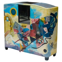 Buffet Art Déco dipinto nello stile di Kandinsky, Belgio, anni '80