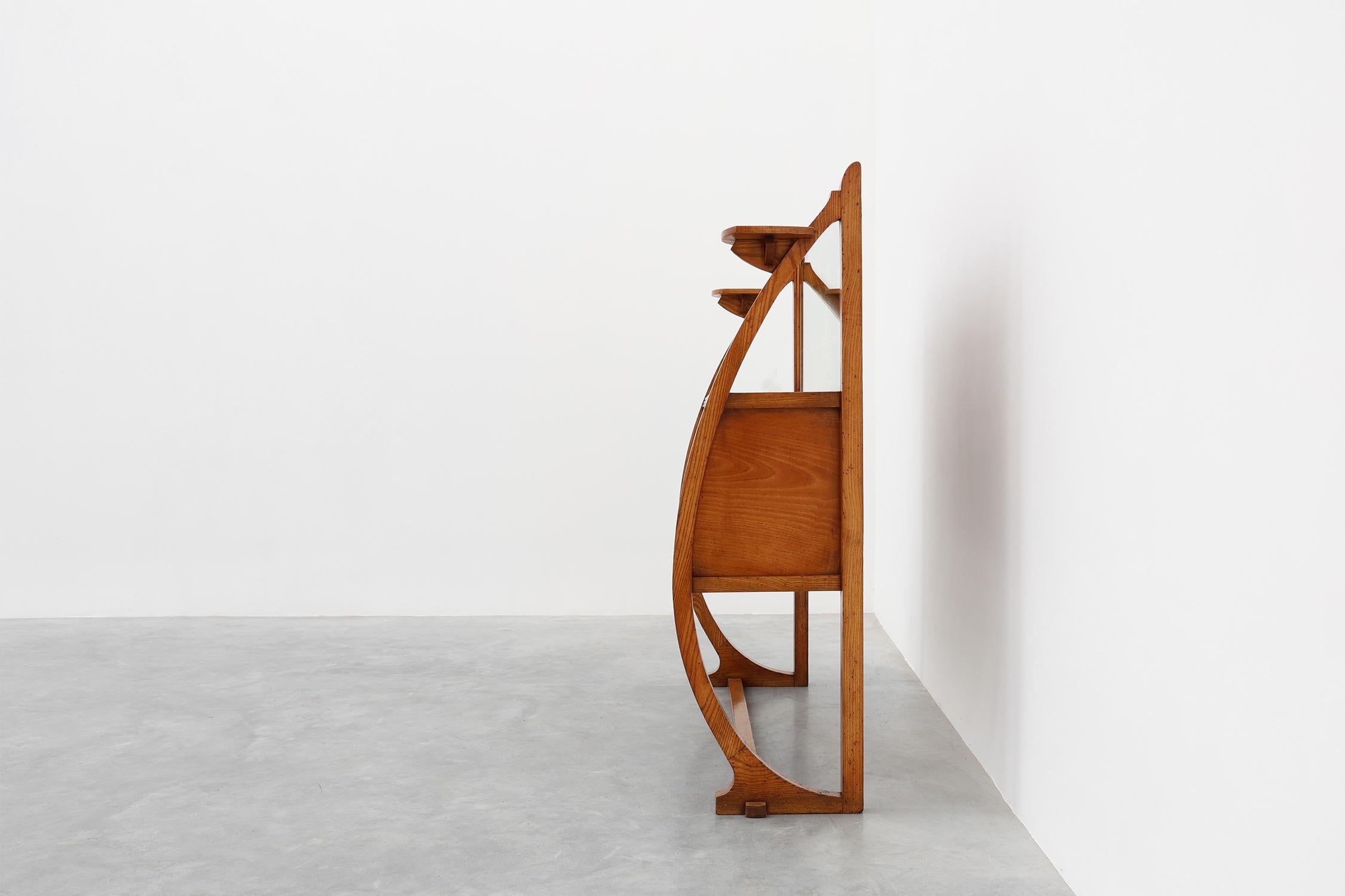 Art Deco buffet, planter or liquor cabinet in wood with mirror, France 1920s For Sale 9