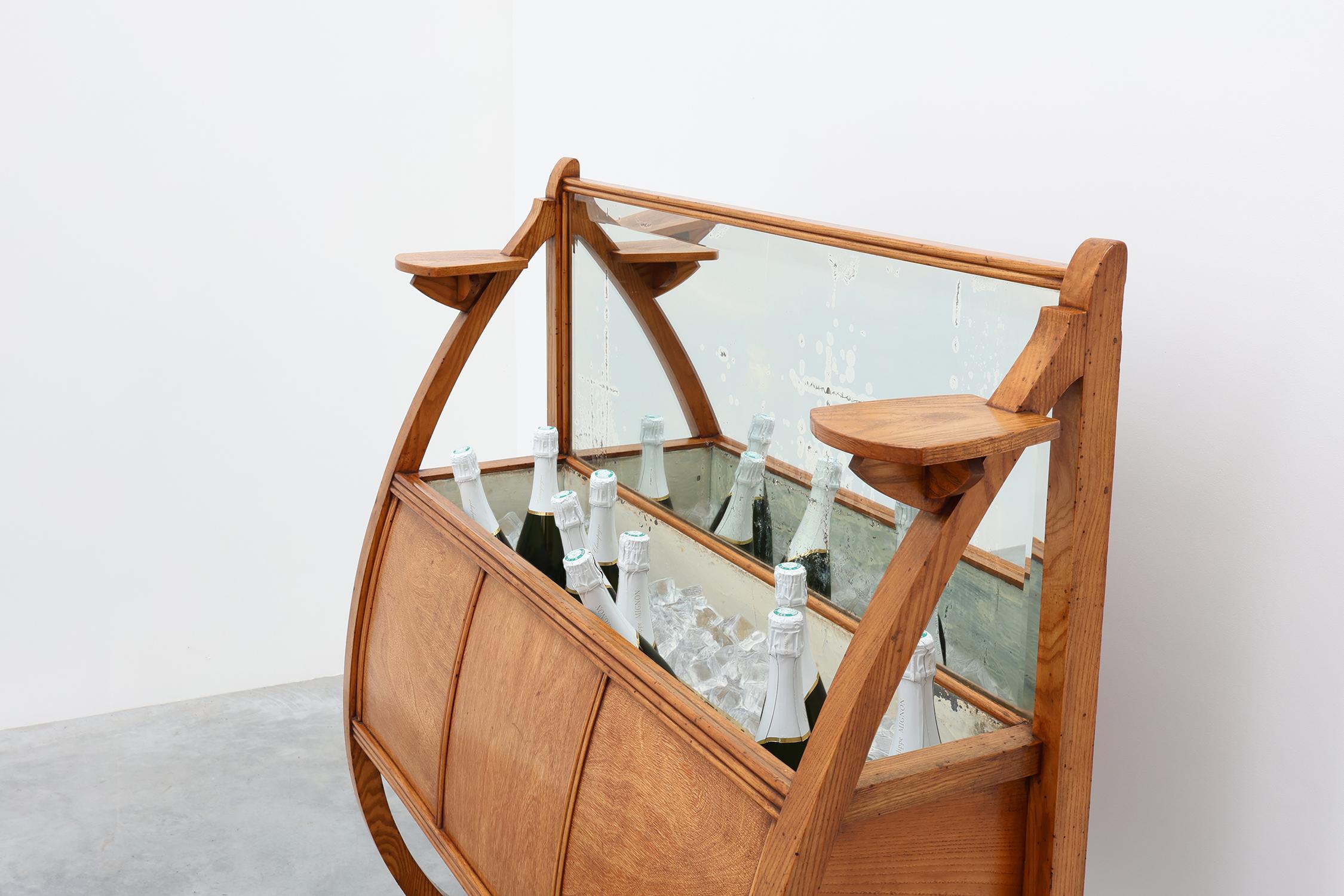 Art Deco buffet, planter or liquor cabinet in wood with mirror, France 1920s For Sale 2