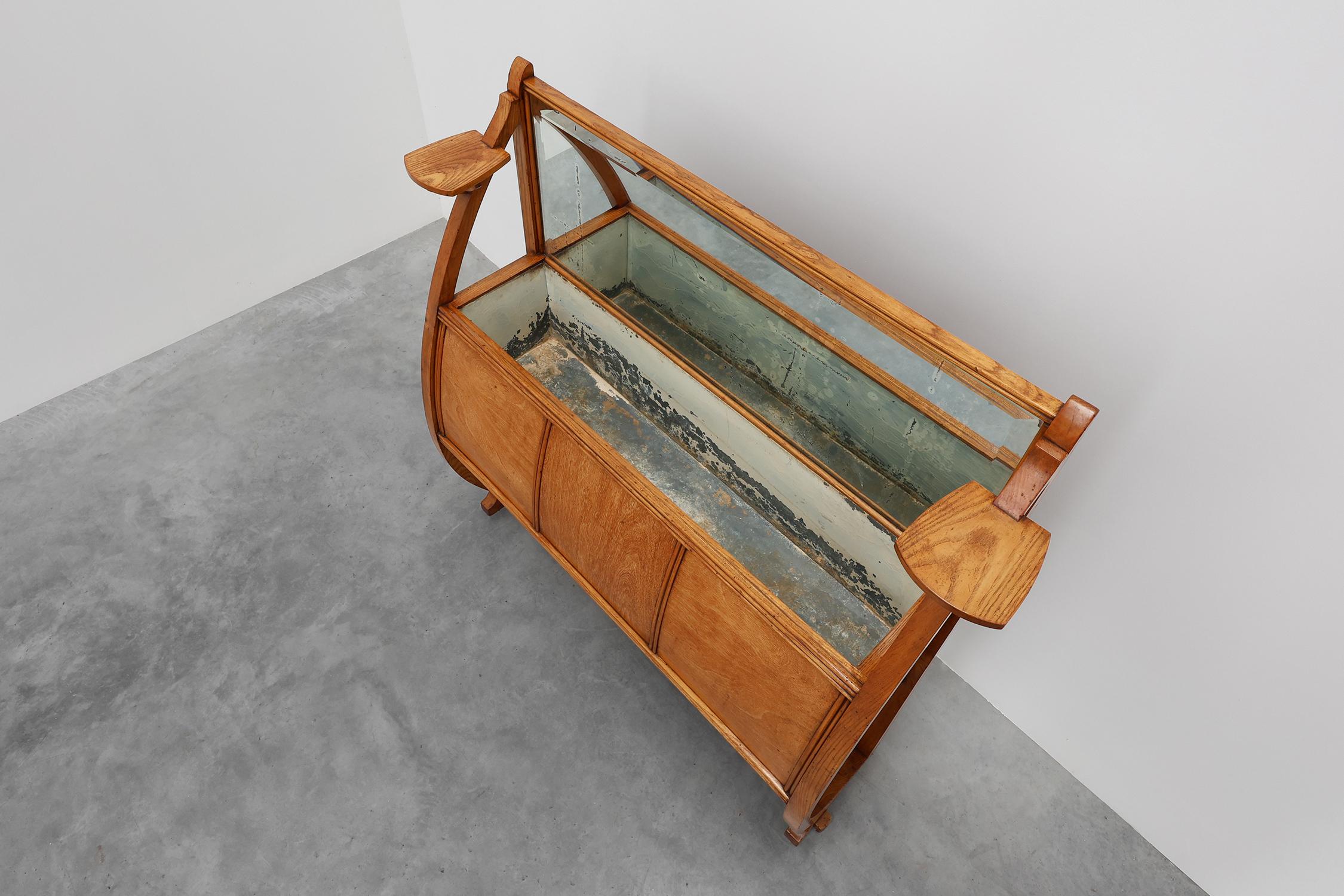 Art Deco buffet, planter or liquor cabinet in wood with mirror, France 1920s For Sale 3