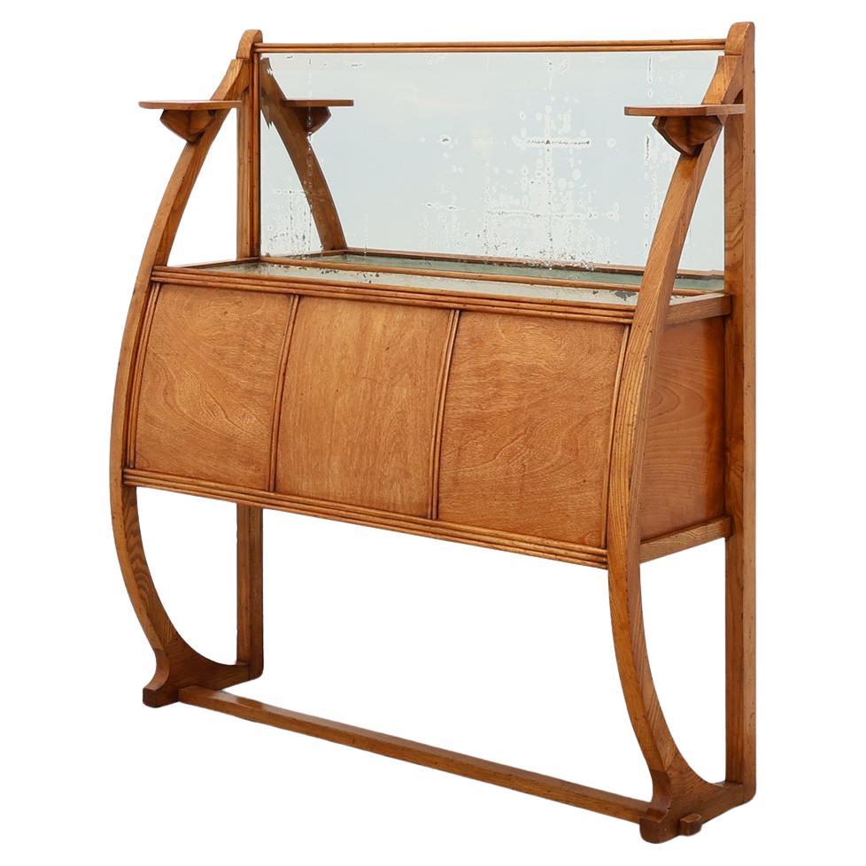 Art Deco buffet, planter or liquor cabinet in wood with mirror, France 1920s For Sale