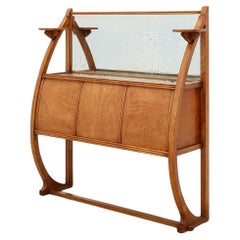 Art Deco buffet, planter or liquor cabinet in wood with mirror, France 1920s