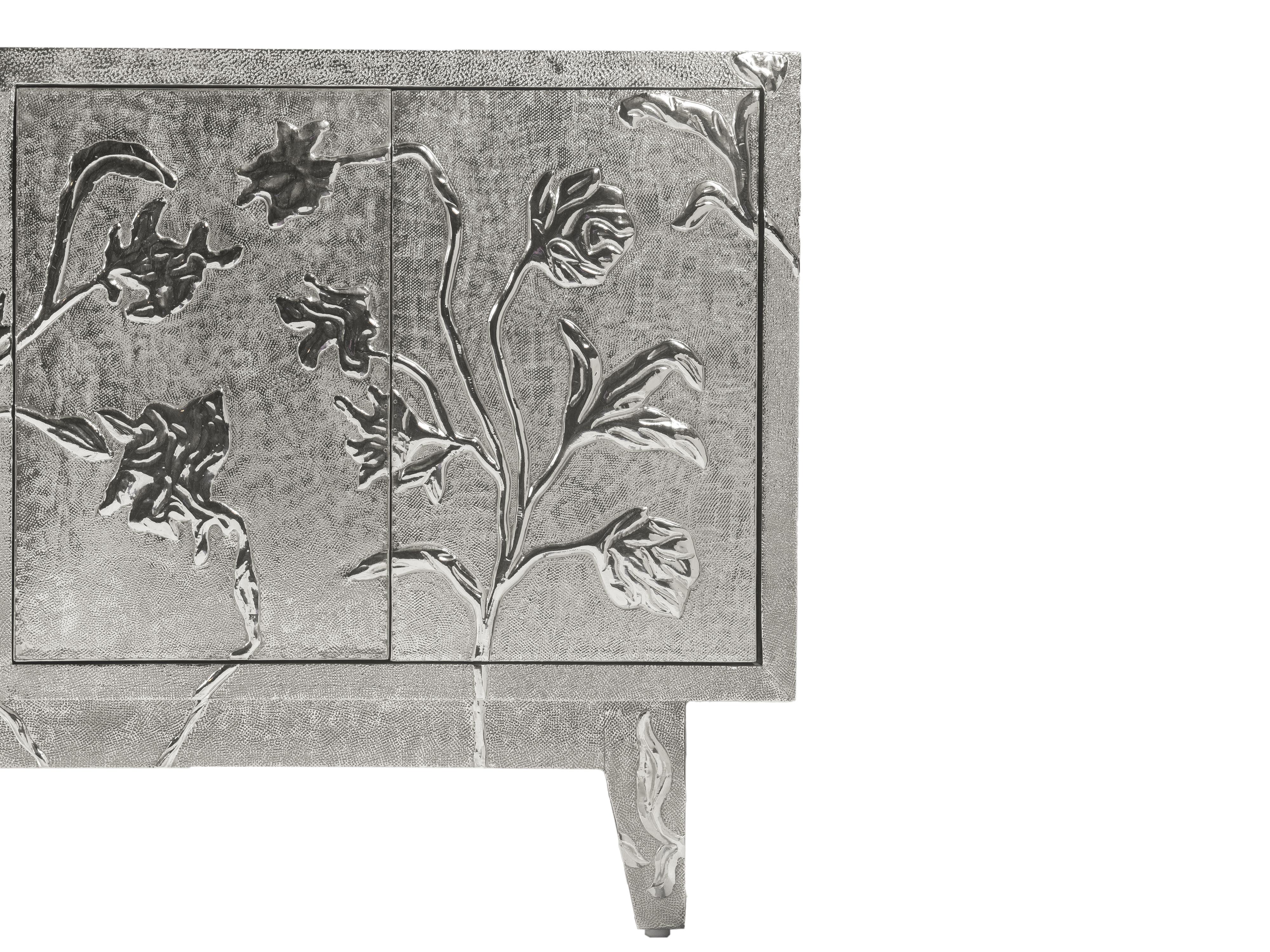 Metal Art Deco Buffet Sideboard in Floral Design by Stephanie Odegard For Sale