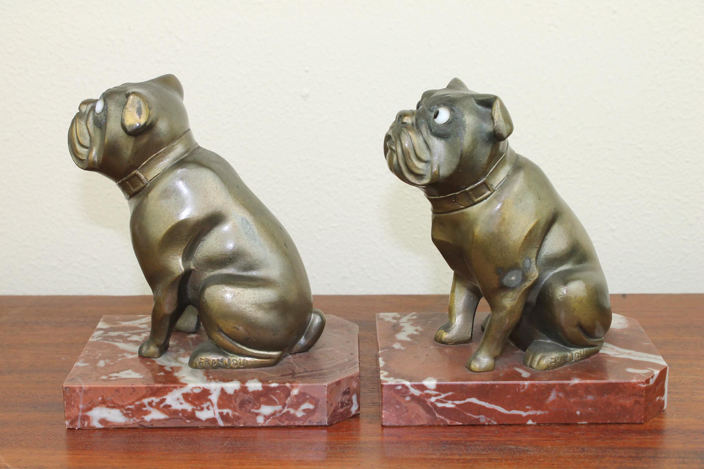 Art Deco Bulldog Bookends by Franjou, France 4