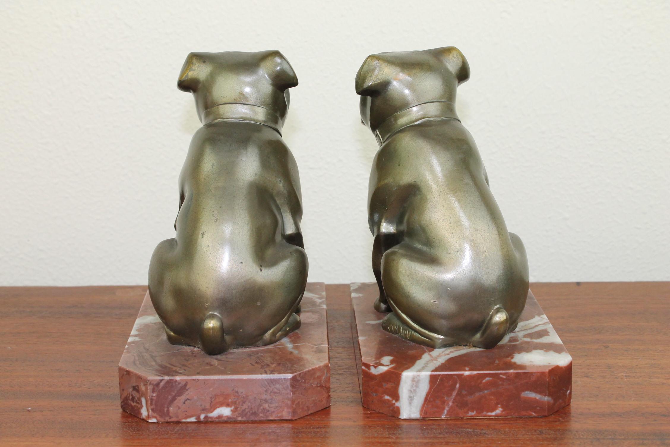 Art Deco Bulldog Bookends by Franjou, France 5