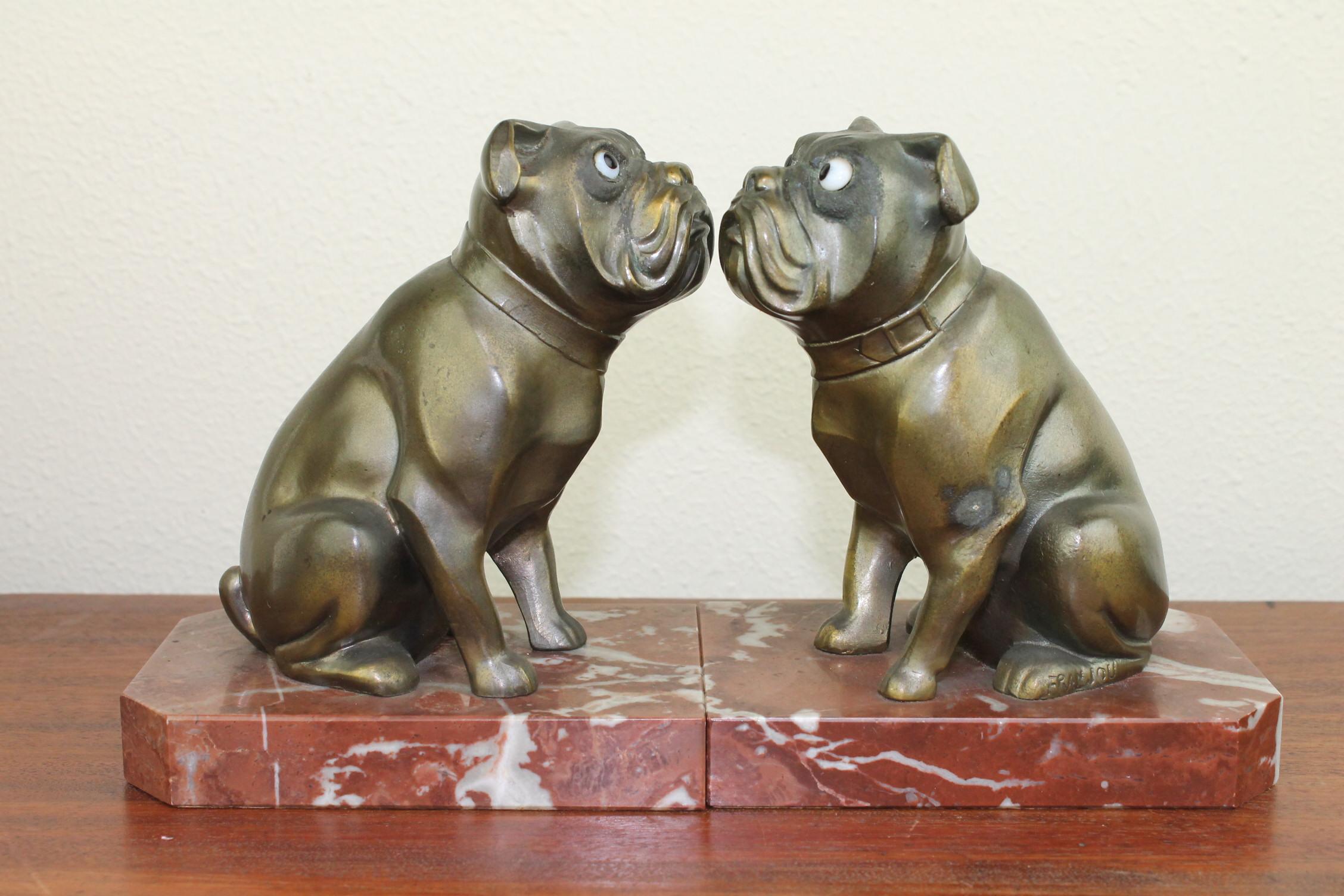 Art Deco Bulldog Bookends by Franjou, France 8