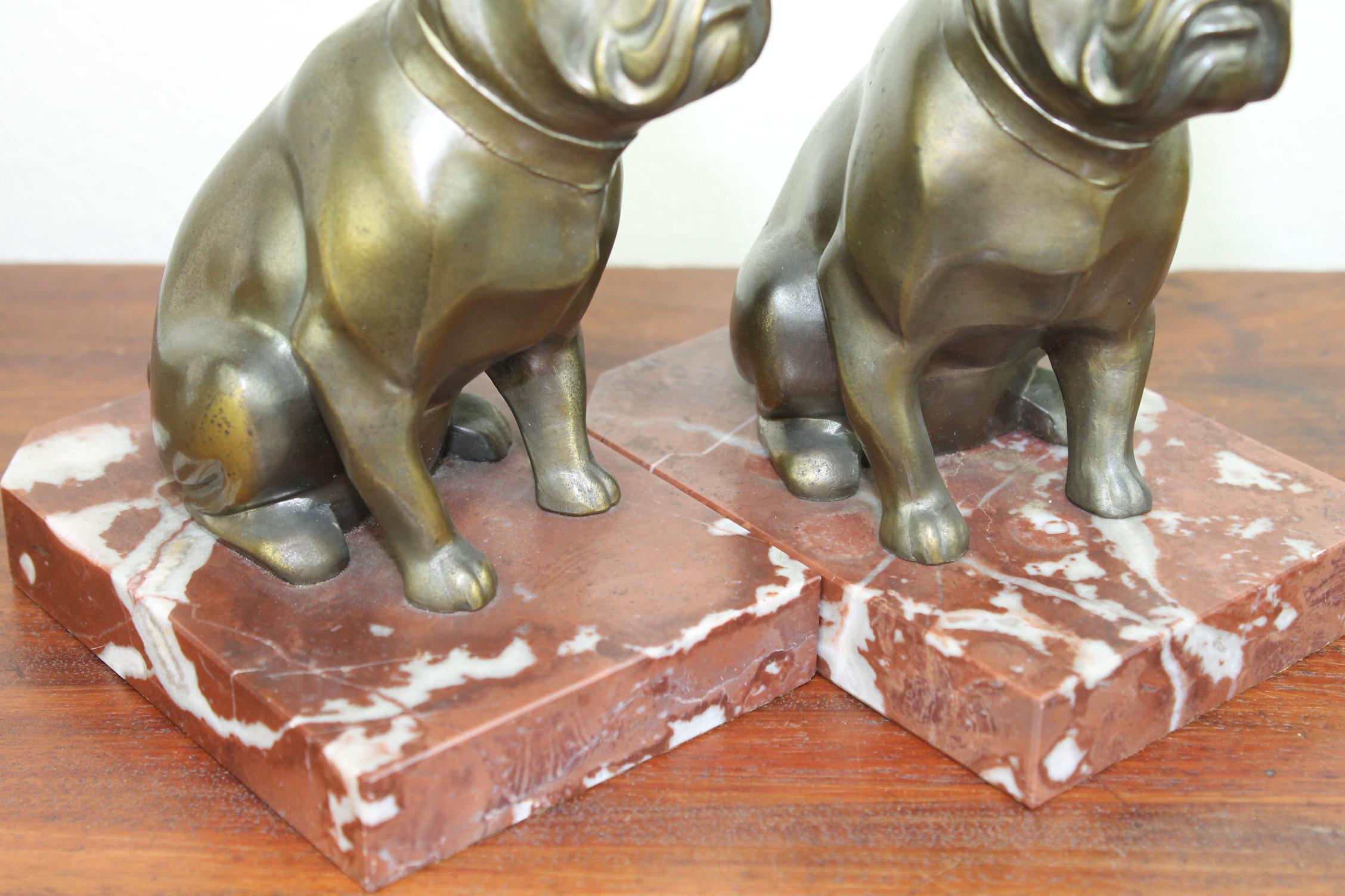 Art Deco Bulldog Bookends by Franjou, France 11