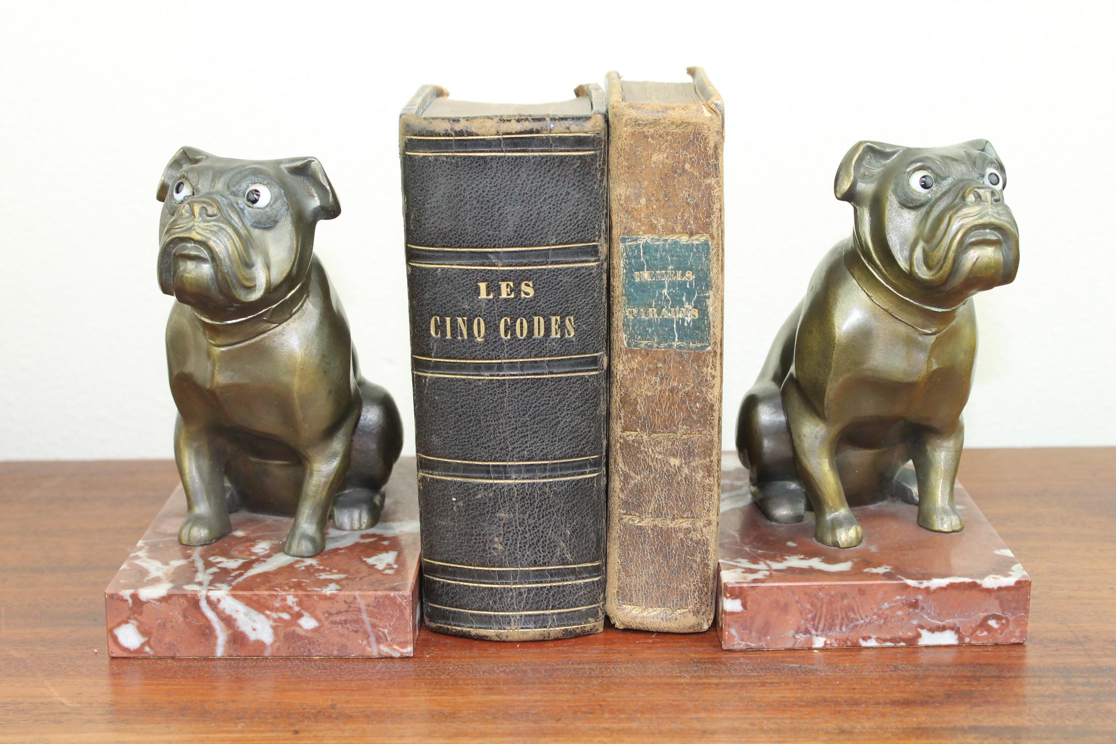 Art Deco Bulldog Bookends by Franjou, France 12