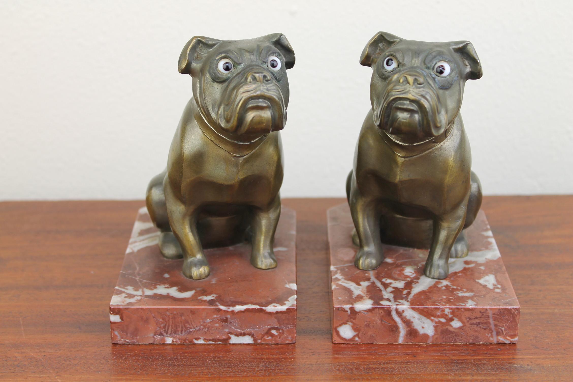 Metal Art Deco Bulldog Bookends by Franjou, France