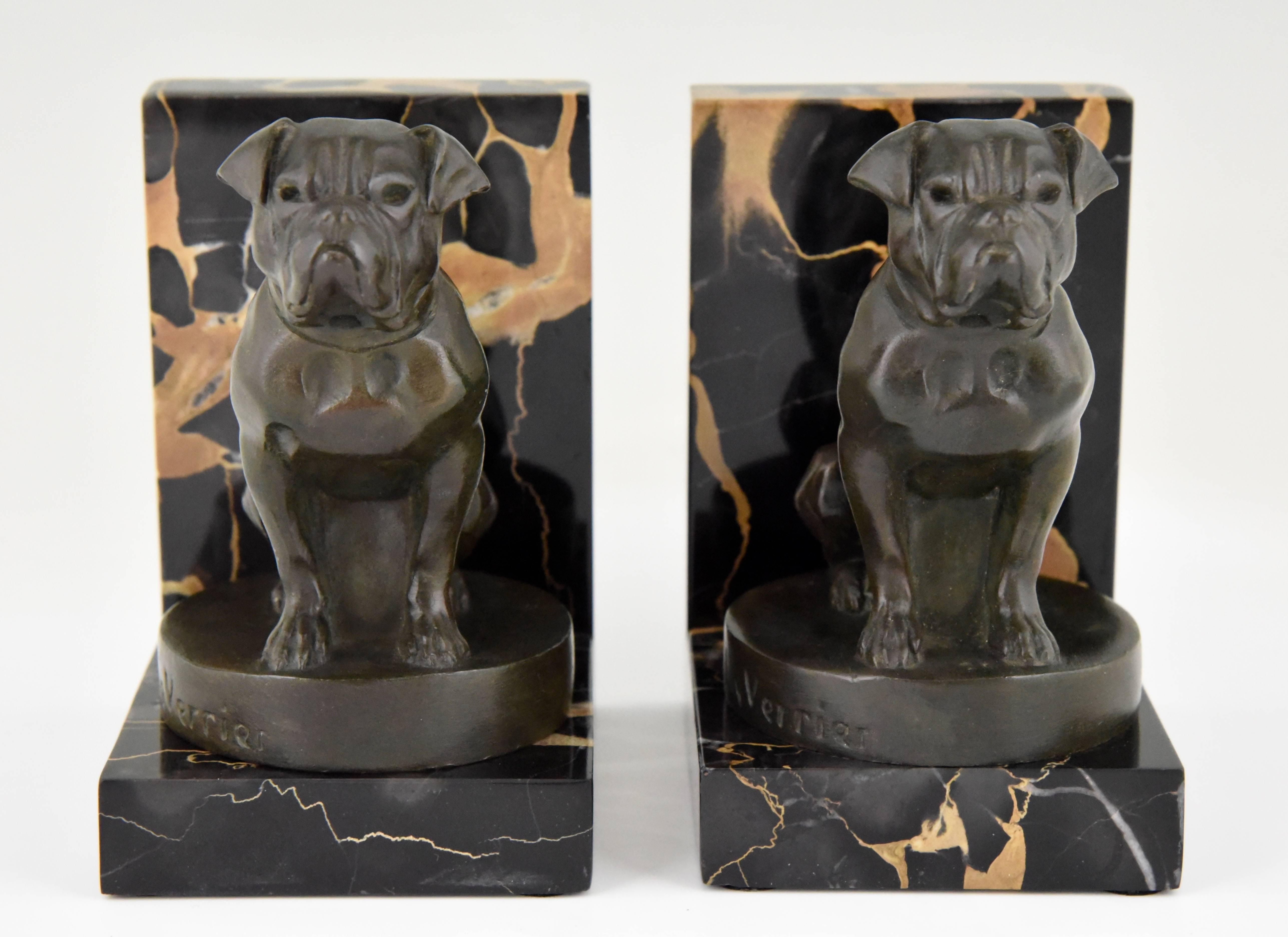 French Art Deco Bulldog Bookends by Max Le Verrier, France, 1930