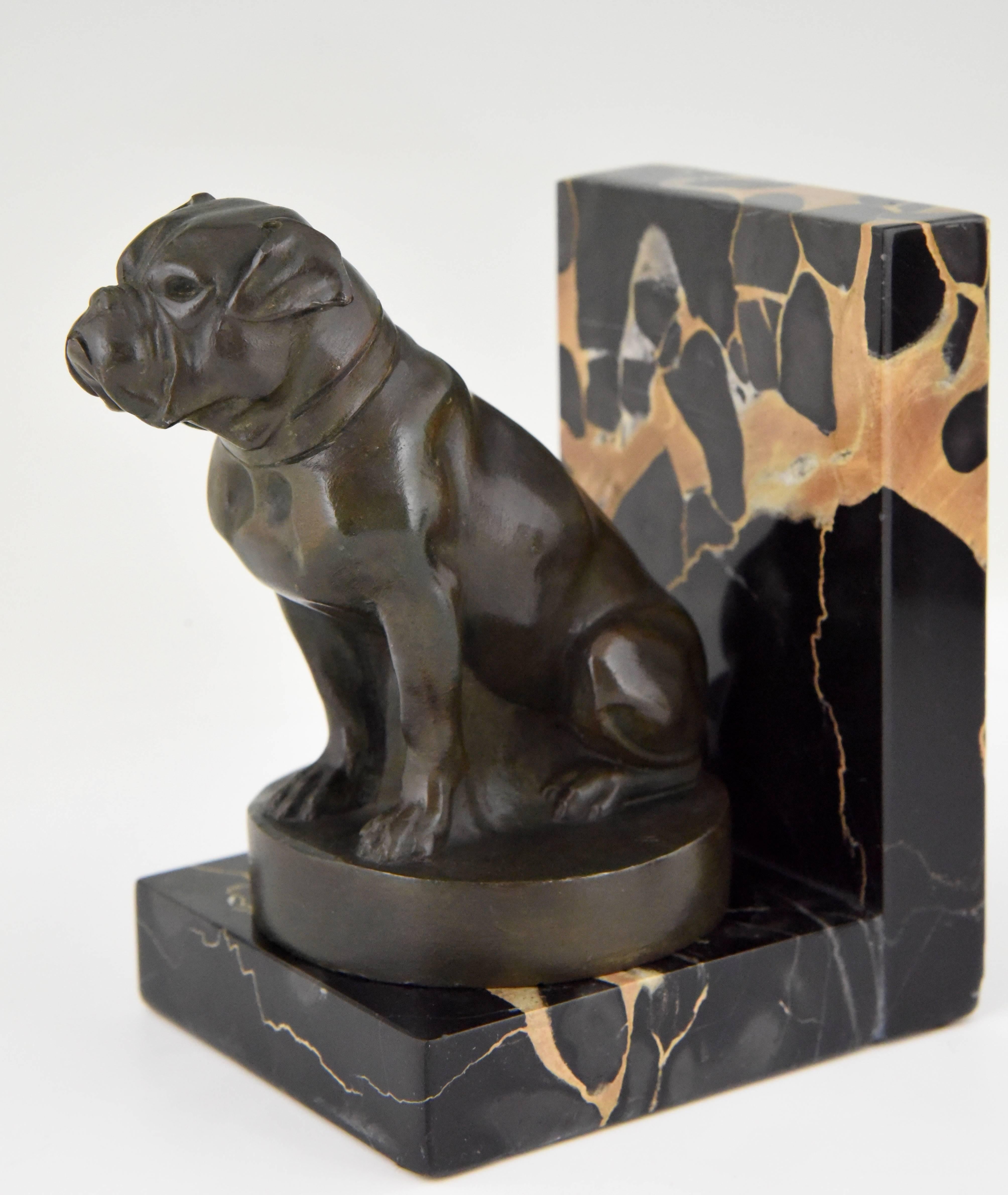20th Century Art Deco Bulldog Bookends by Max Le Verrier, France, 1930