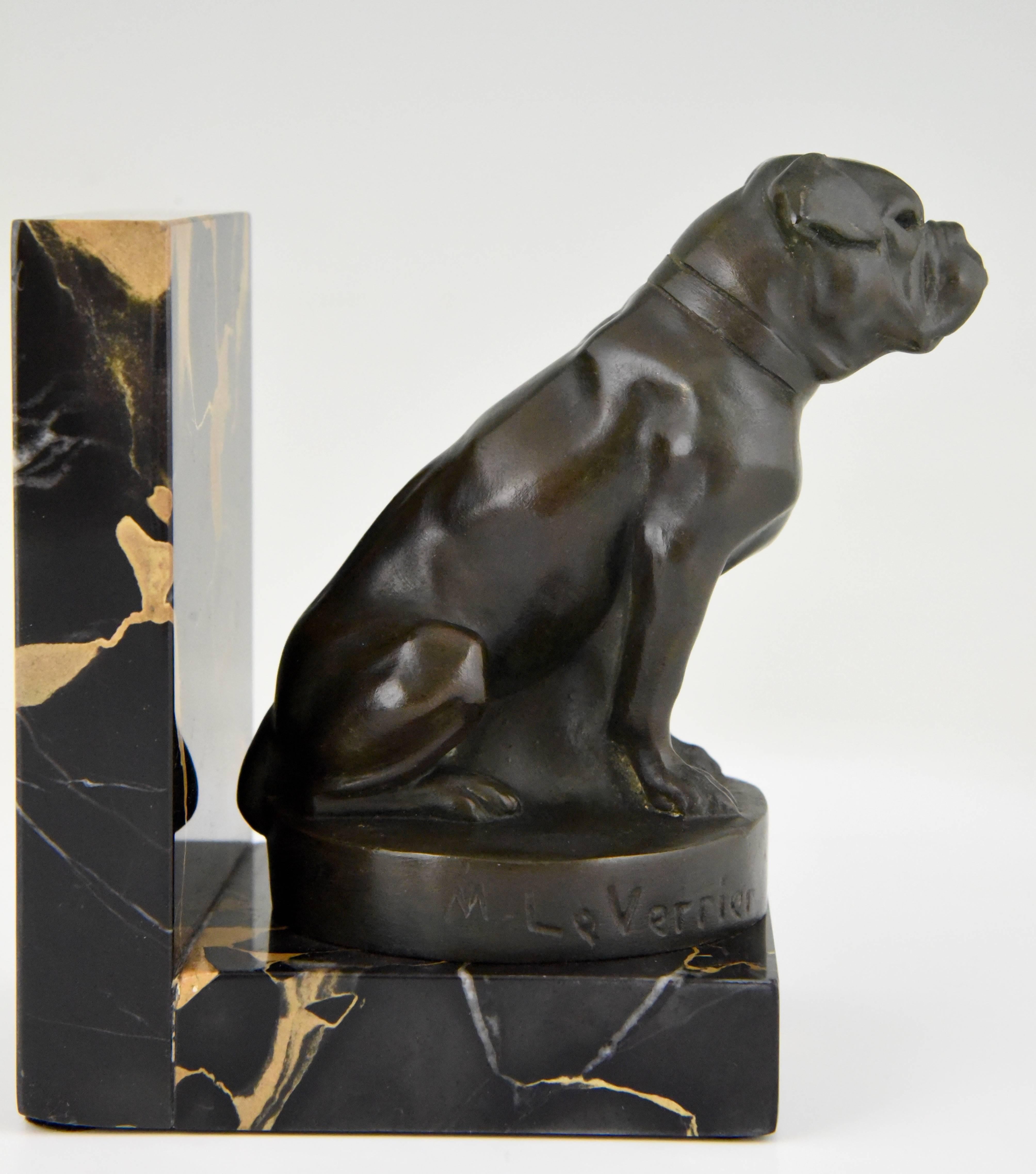 Metal Art Deco Bulldog Bookends by Max Le Verrier, France, 1930