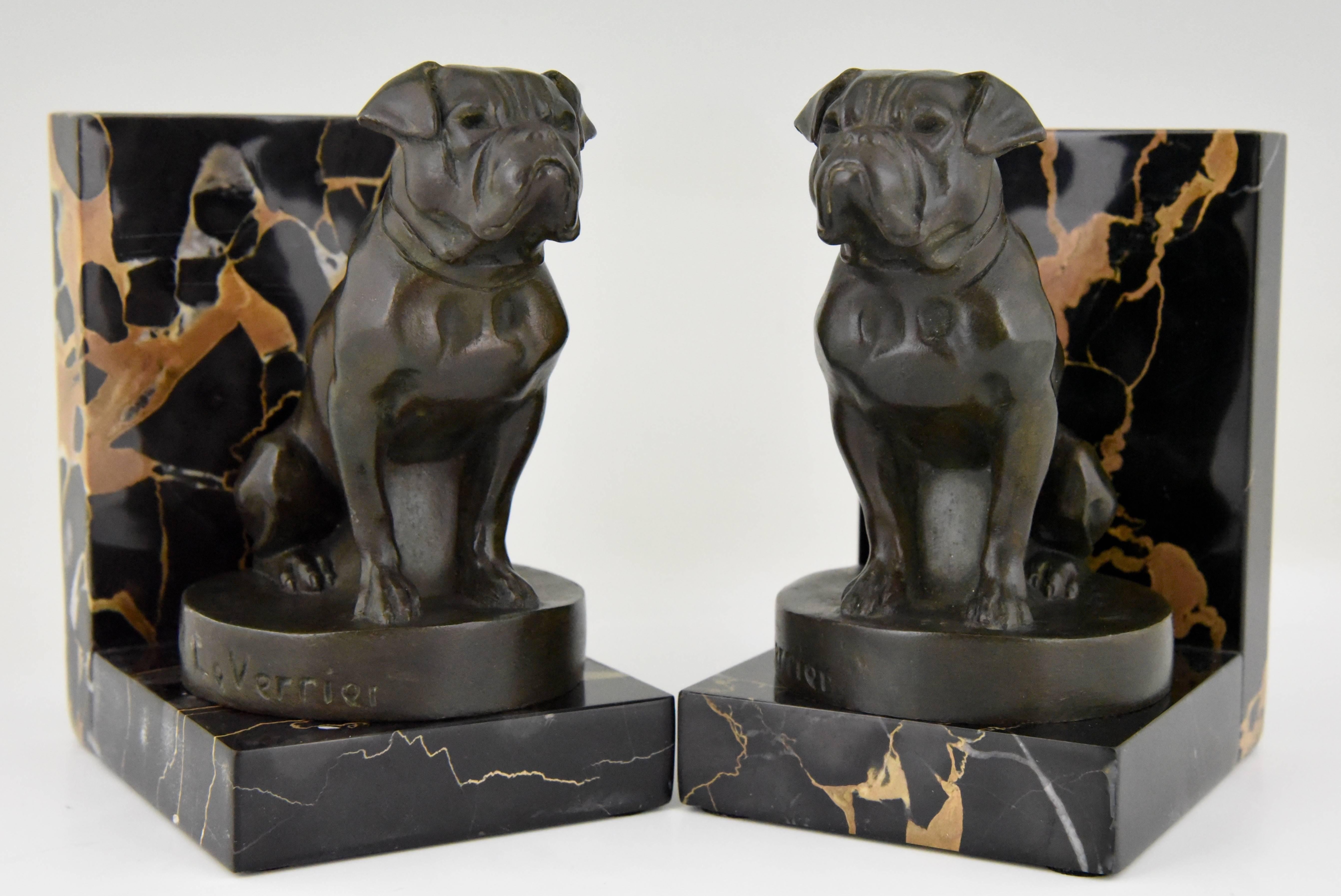 Art Deco Bulldog Bookends by Max Le Verrier, France, 1930 1