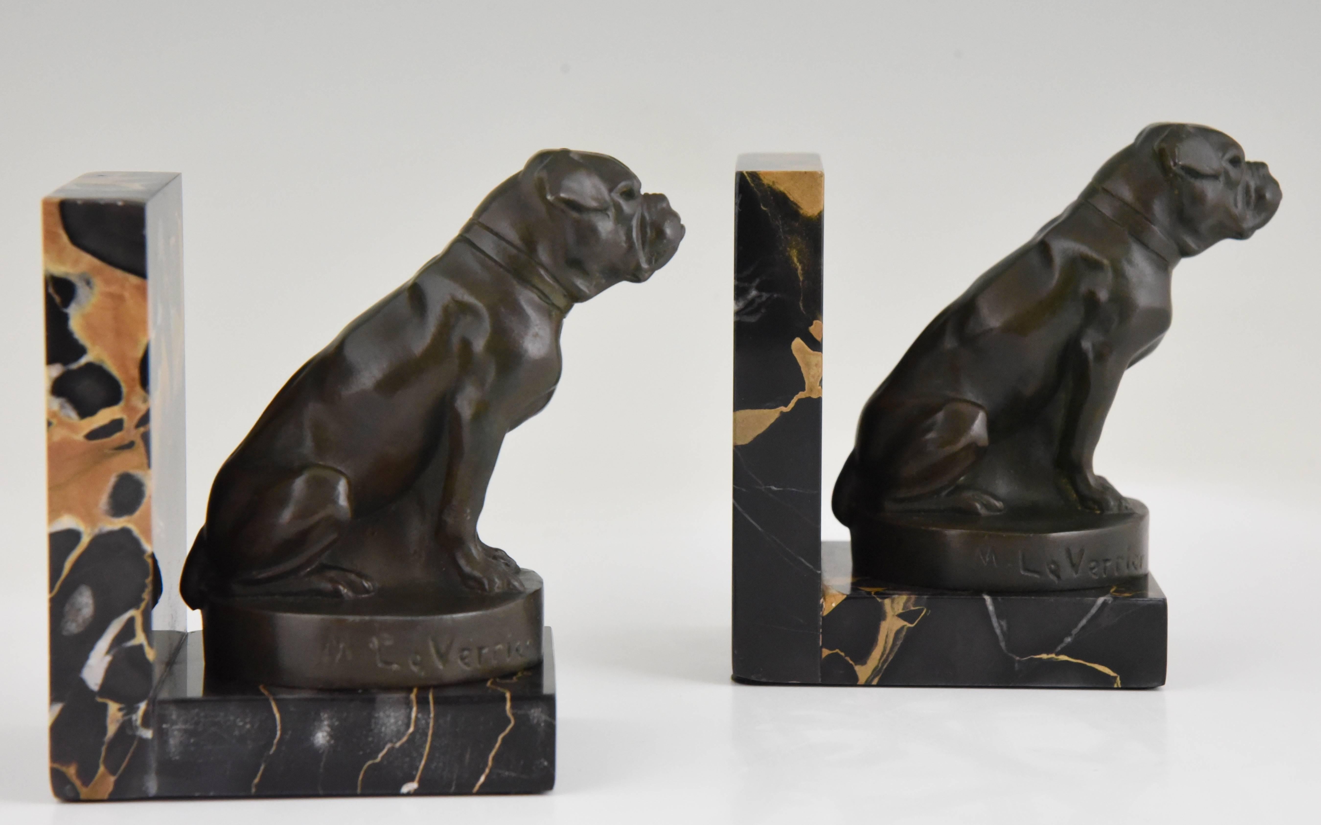 Art Deco Bulldog Bookends by Max Le Verrier, France, 1930 2