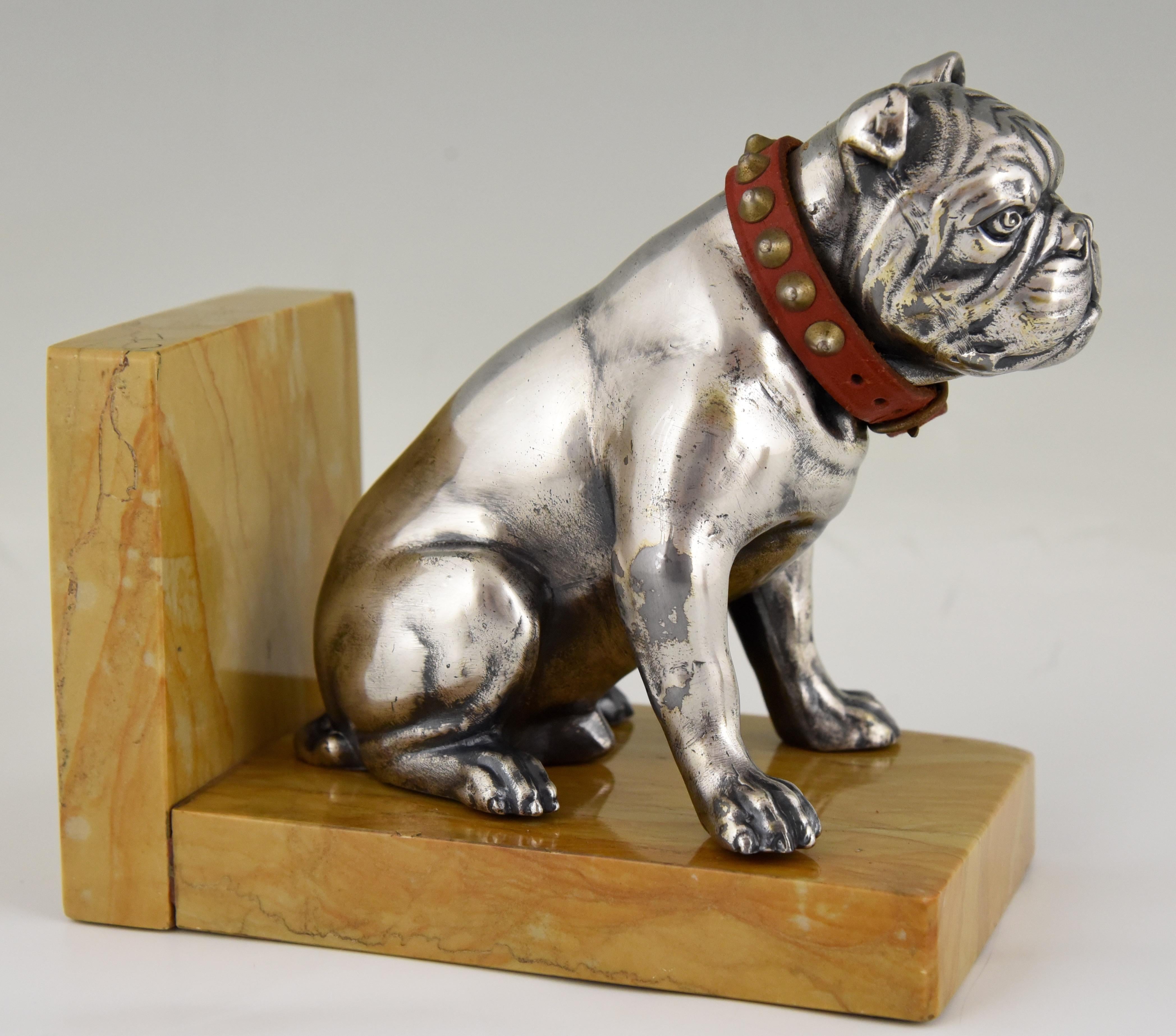 Art Deco bulldog bookends Franjou France 1930 1