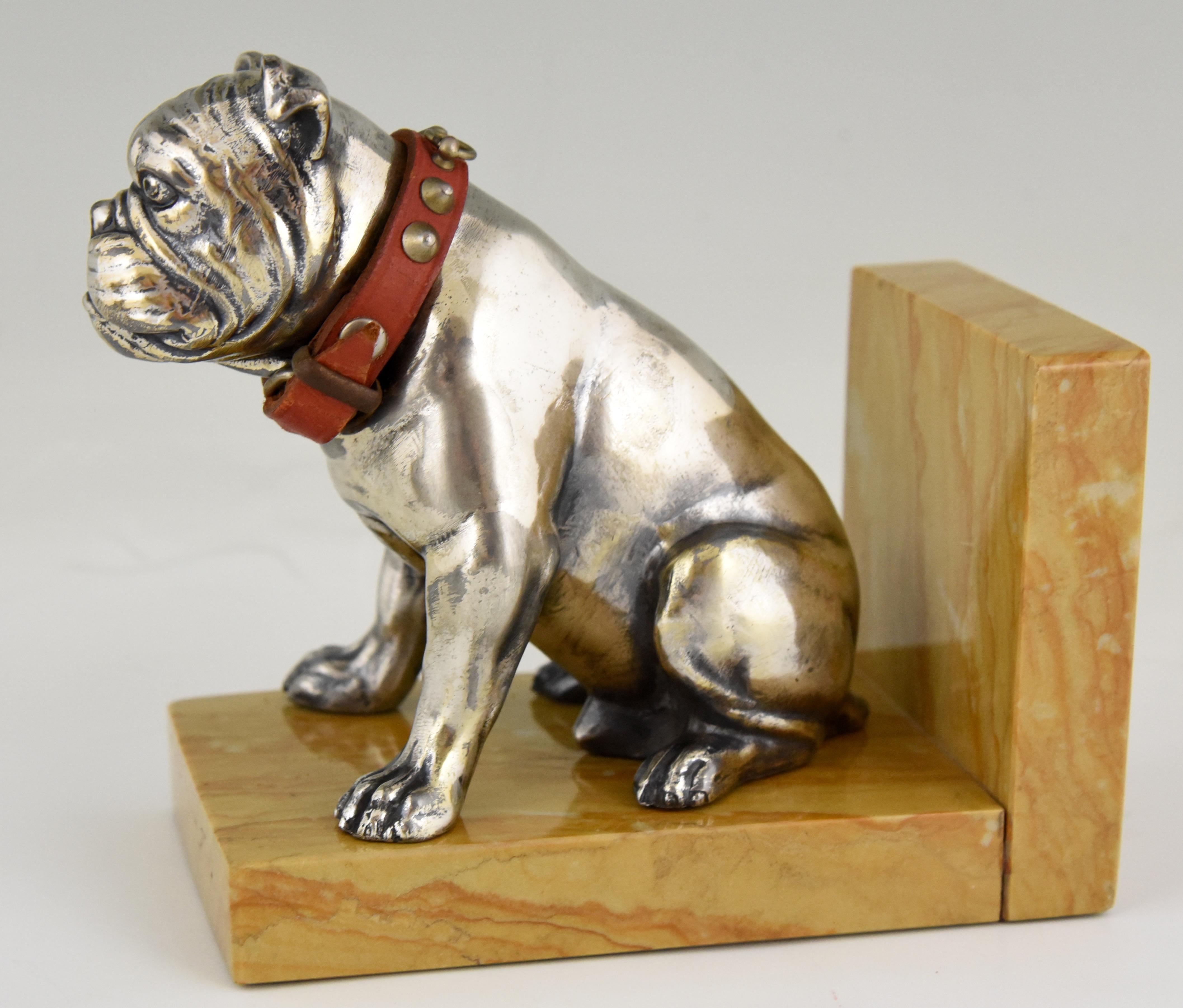 Art Deco bulldog bookends Franjou France 1930 2