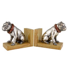 Art Deco bulldog bookends Franjou France 1930