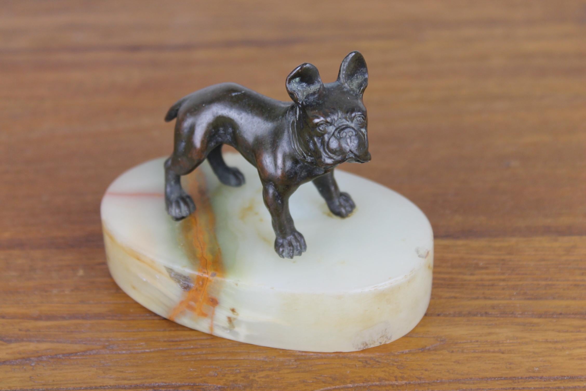 Art Deco Bulldog Dog Paperweight, Presse Papier on Marble Base 3