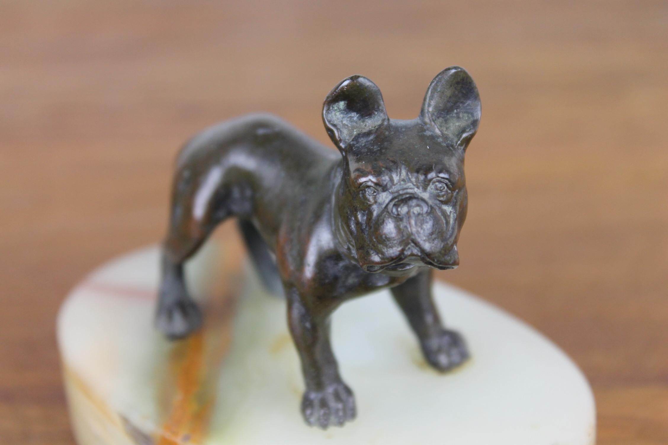 Art Deco Bulldog Dog Paperweight, Presse Papier on Marble Base 4